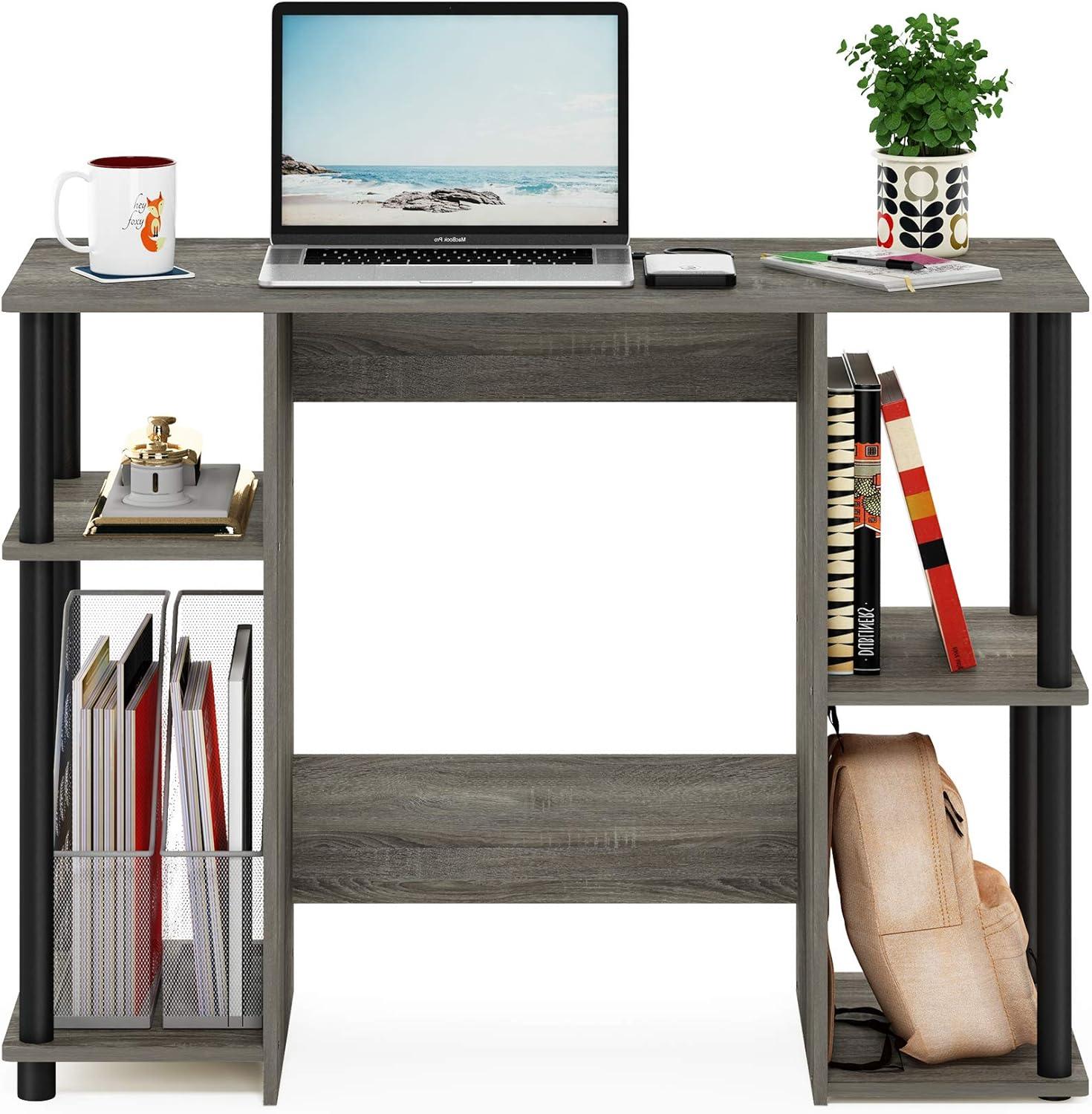 Furinno JAYA Engineered Wood Compact Computer Study Desk in Oak Gray/Black