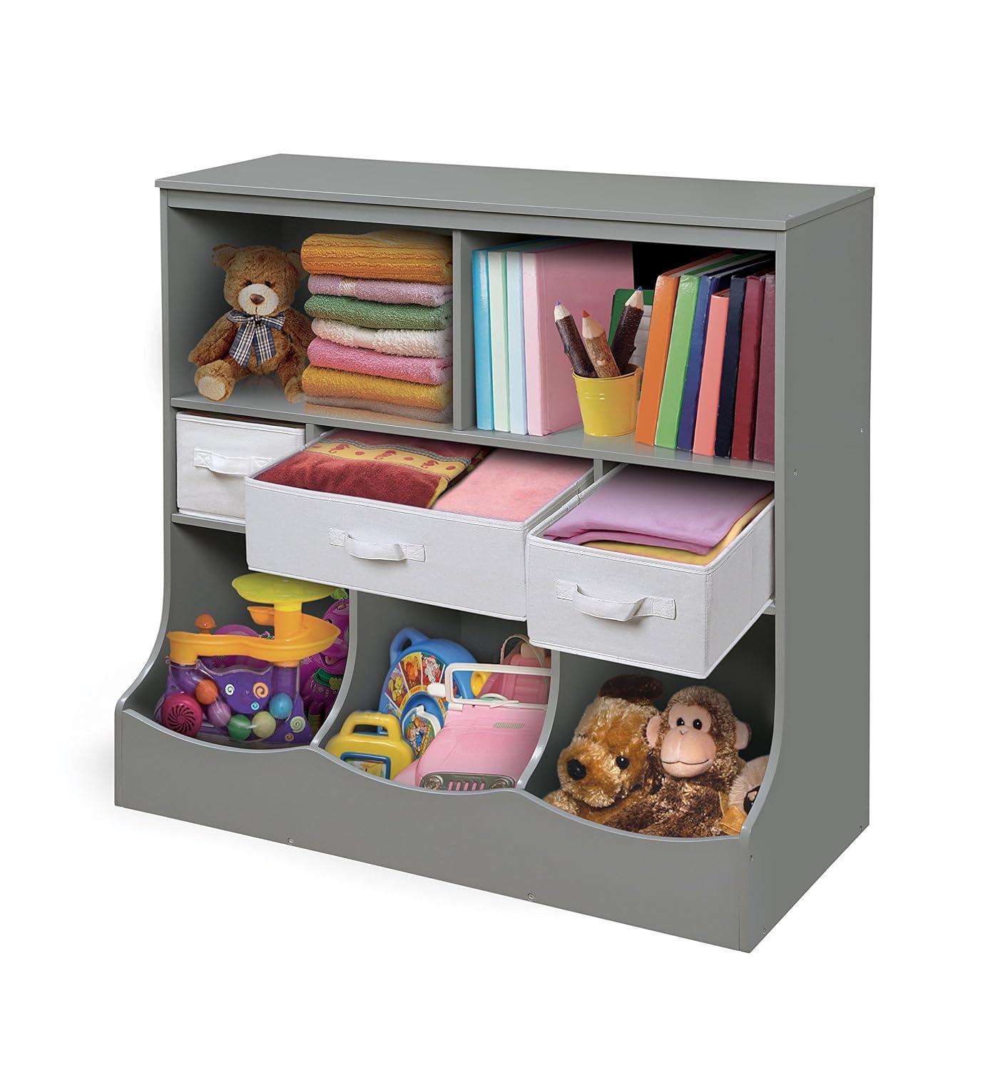 Badger Basket Combo Bin Storage Unit with Three Baskets - Gray