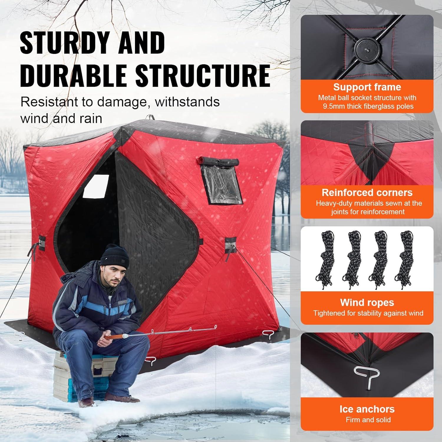 3-4 Person Ourdoor Portable Ice Shelter Pop-Up Ice Fishing Shanty Tent