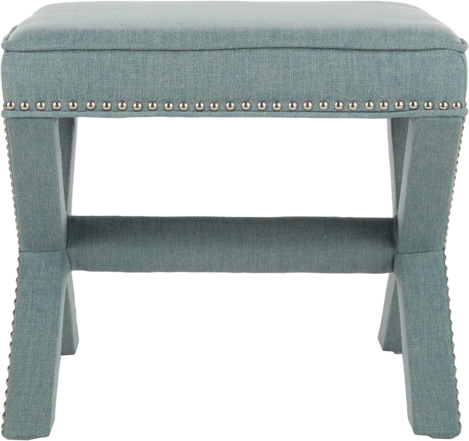 Palmer Ottoman W/ Silver Nail Heads - Sky Blue - Safavieh