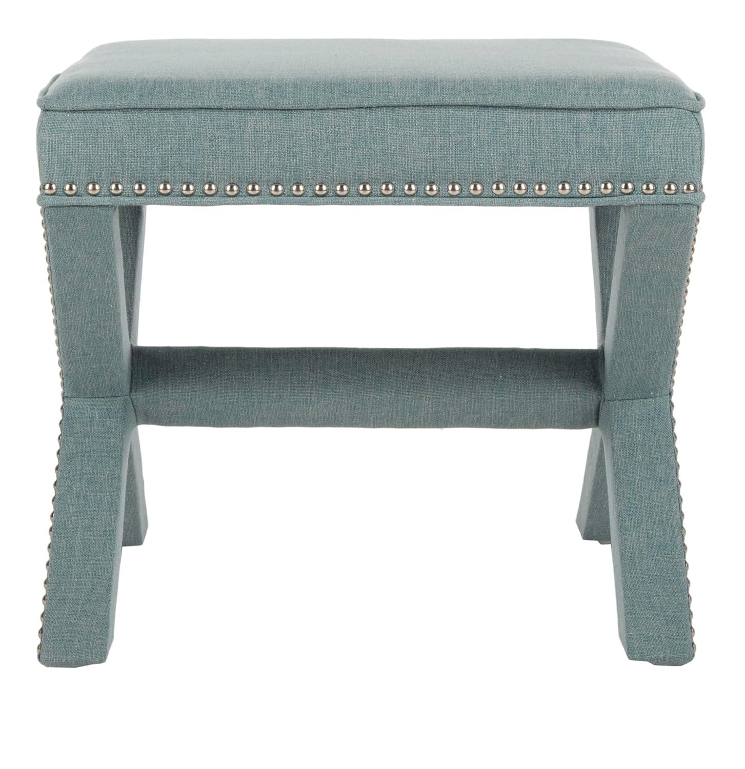Palmer Ottoman W/ Silver Nail Heads - Sky Blue - Safavieh