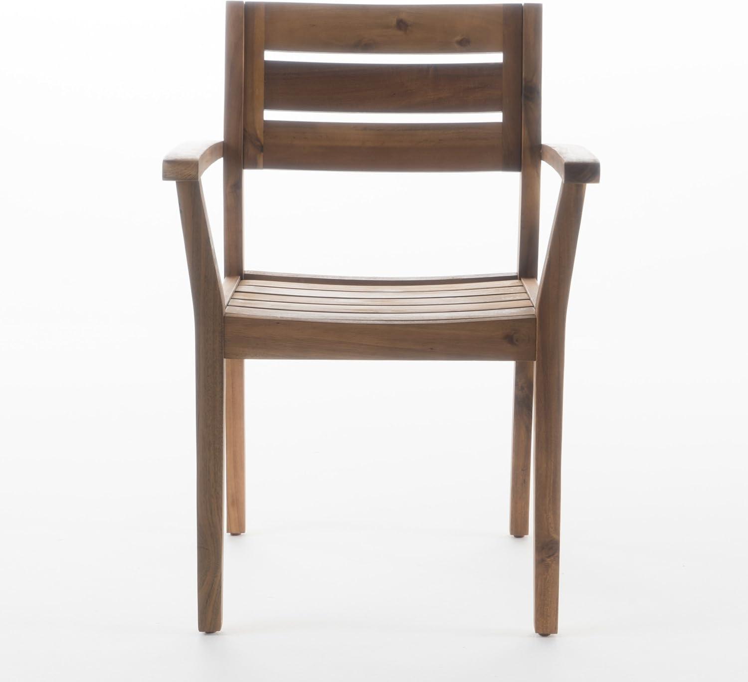 GDF Studio Brigitte Outdoor Acacia Wood Dining Chairs, Set of 2, Teak