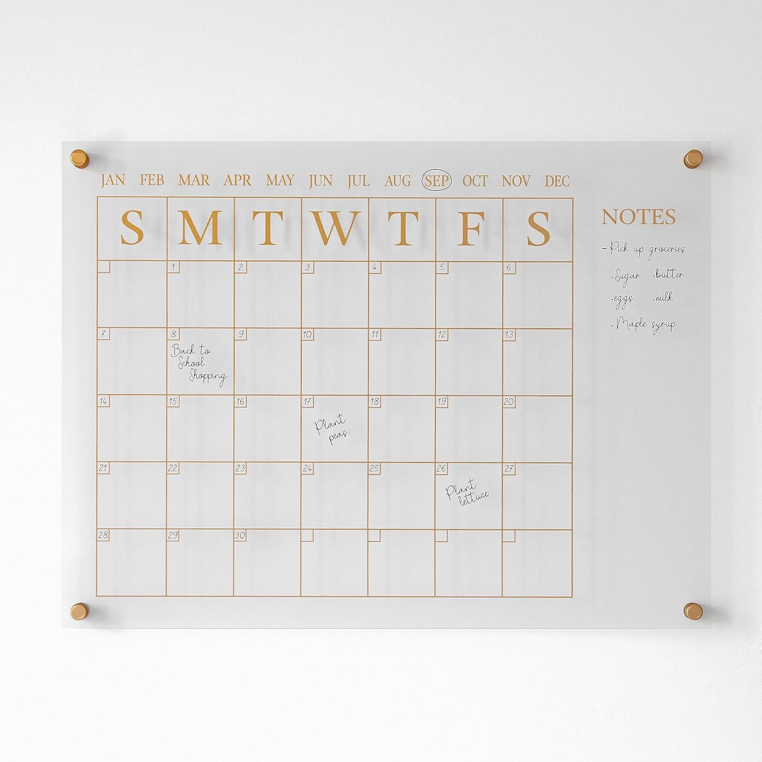 Thomas Martha Stewart Acrylic Wall Calendar with Notes with Dry Erase Marker and Mounting Hardware