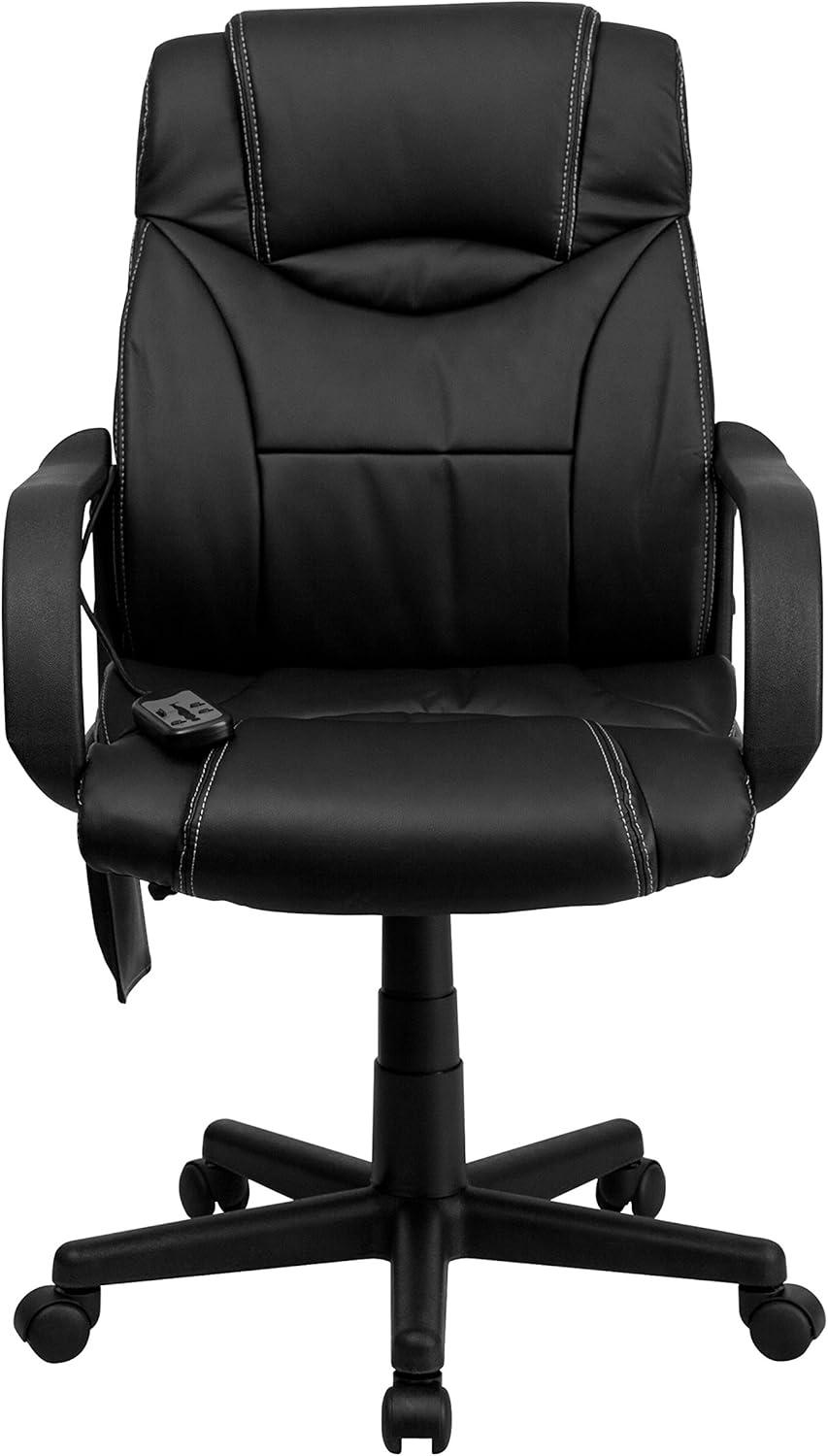 Ergonomic High-Back Black LeatherSoft Executive Swivel Chair with Massage Feature