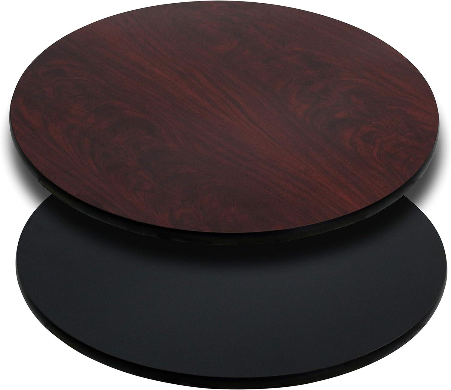 Reversible 36'' Black and Mahogany Laminate Round Table Top