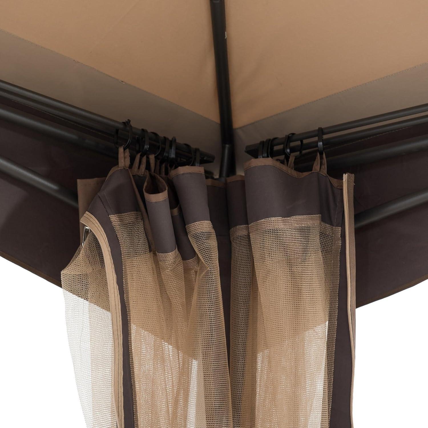 Sunjoy 2 Tone Striped 10.5 x 13 ft. 2 Tier Fabric Topped Steel Gazebo