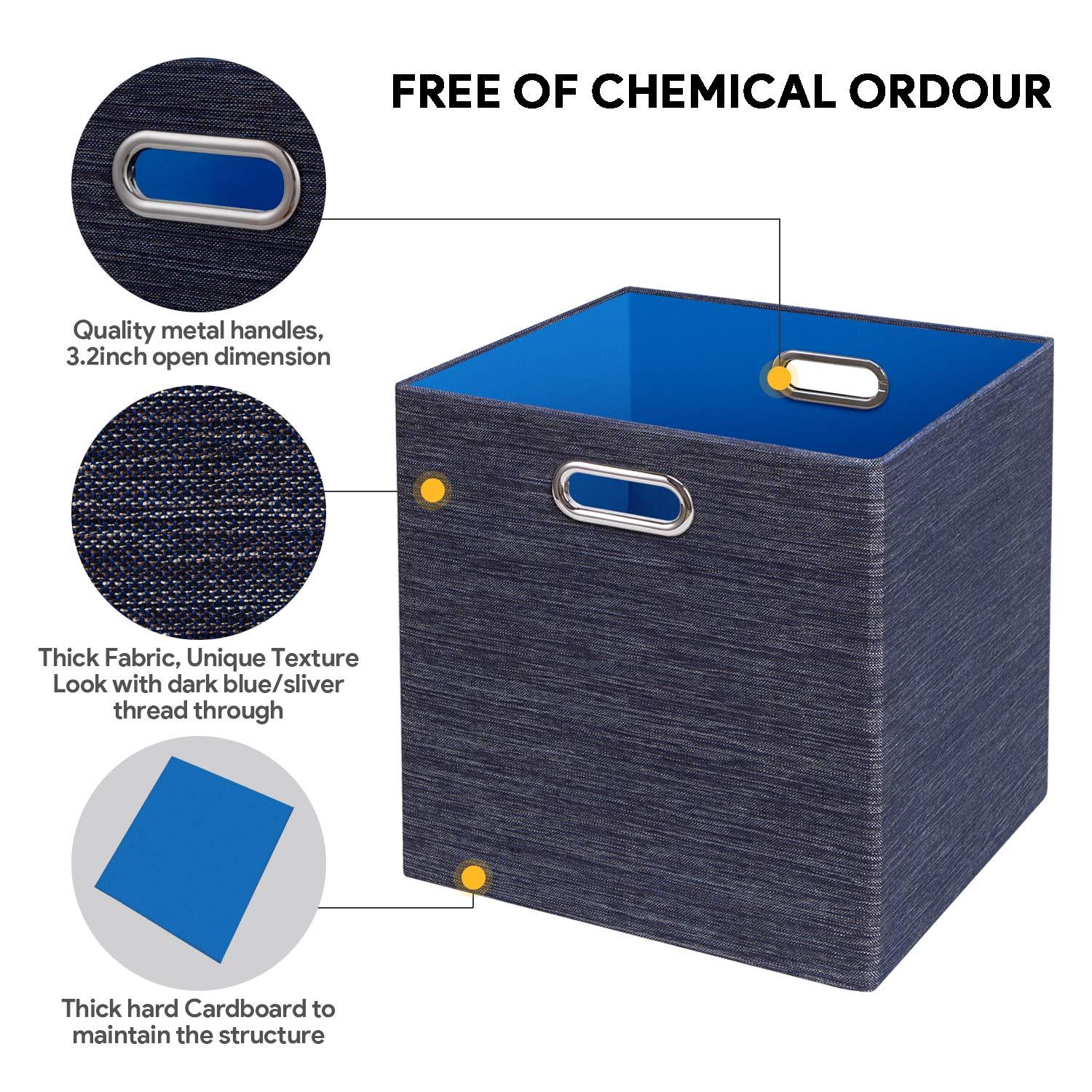 Storage Cube Basket Bins,13×13 Foldable Storage Containers for Shelf Cabinet Bookcase Boxes,Thick and Heavy Duty Fabric Drawer (4pcs, blue)