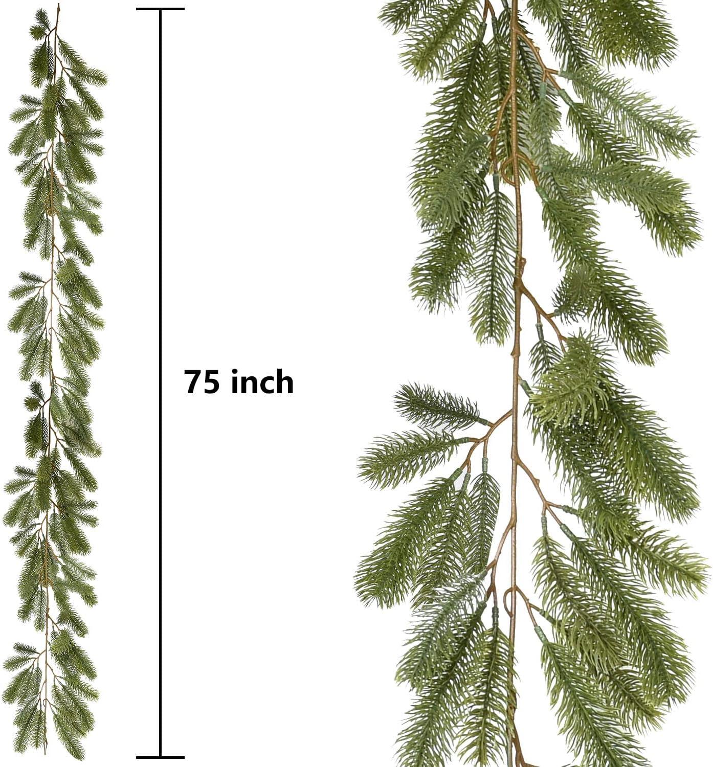 6Ft Artificial Pine Christmas Garland Winter Greenery Garland for Holiday Season Mantel Fireplace Table Runner Centerpiece Décor