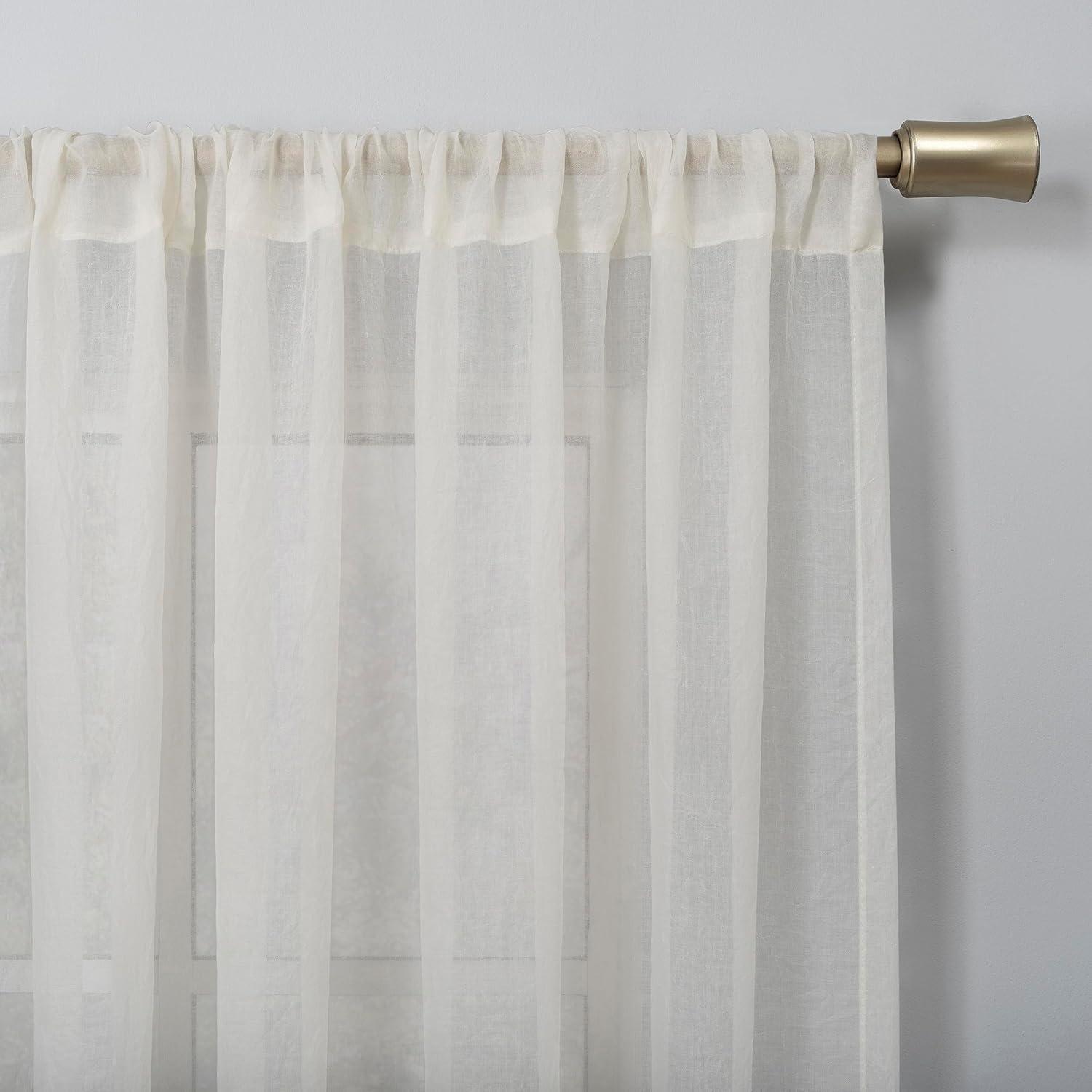 50"x84" No. 918 Sheer Avril Crushed Texture Rod Pocket Curtain Panel Cream: Modern Sheer Curtain Panel, Polyester