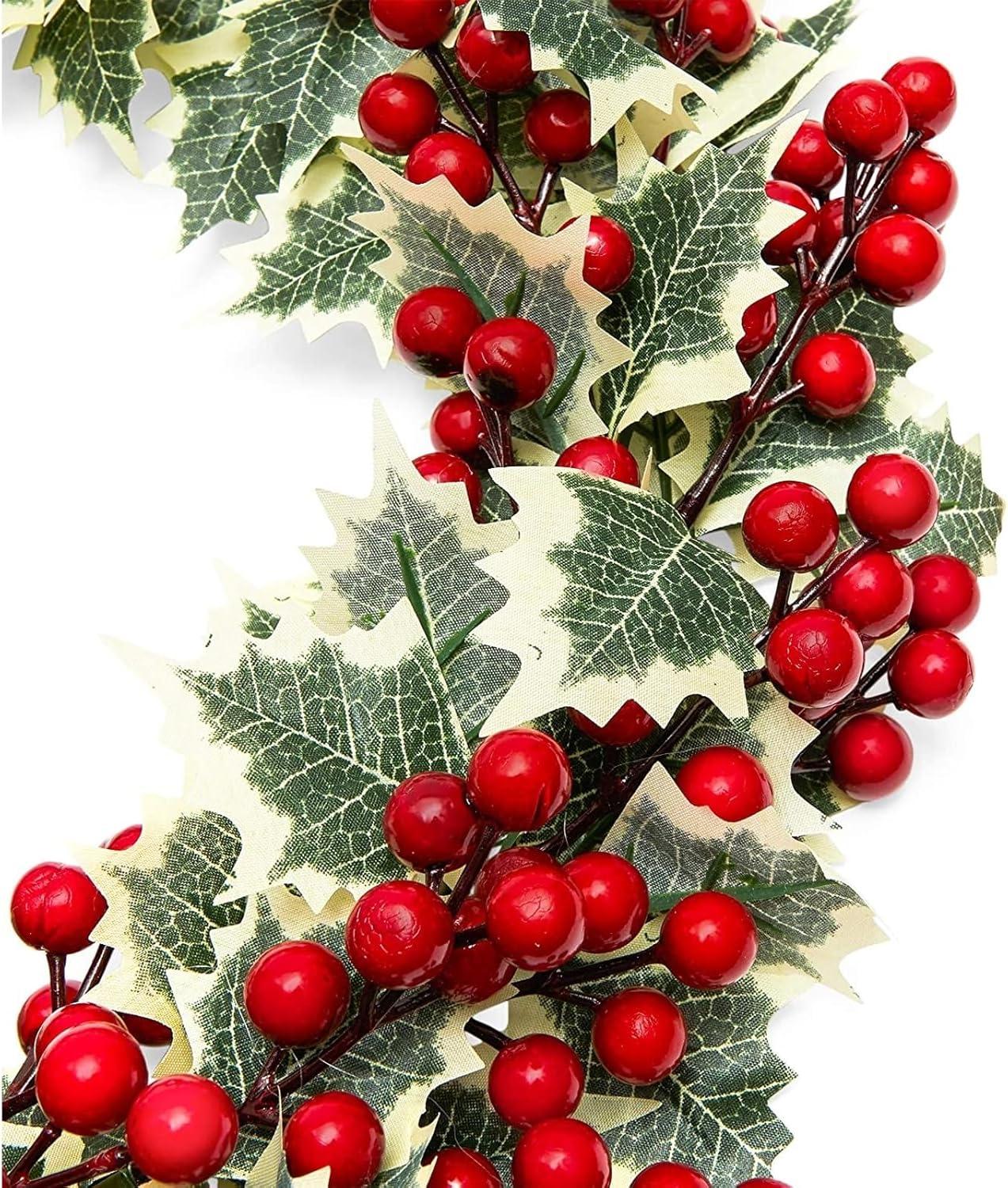 Farmlyn Creek Artificial Christmas Wreath with Holly Berries for Door Decoration (15.7 in)