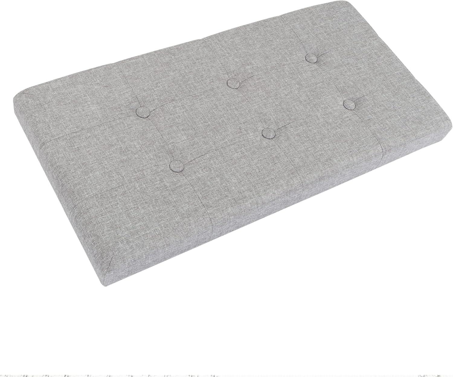 30" Gray Linen Tufted Folding Storage Ottoman Bench