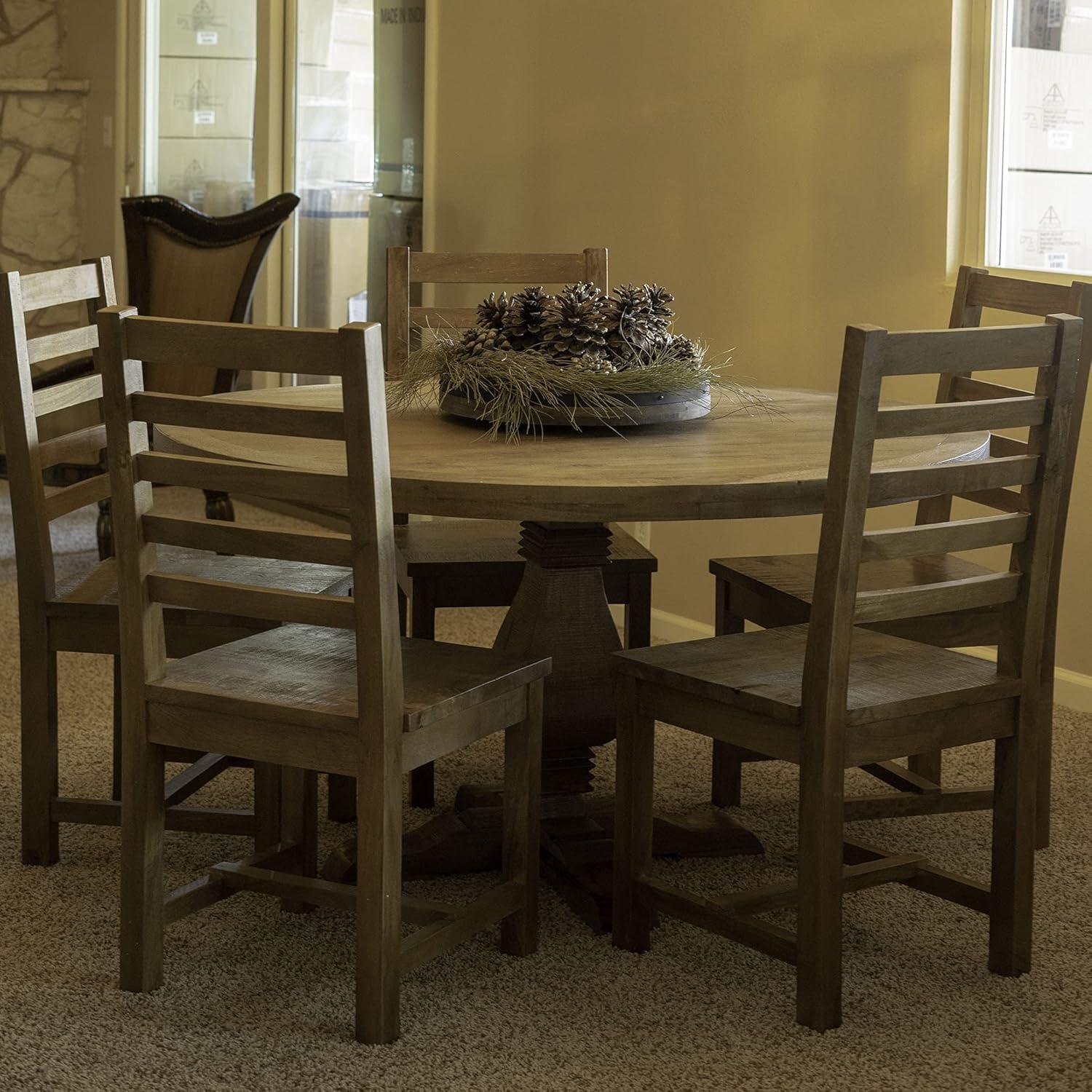 54 in. Round Natural Mango Wood Farmhouse Dining Table