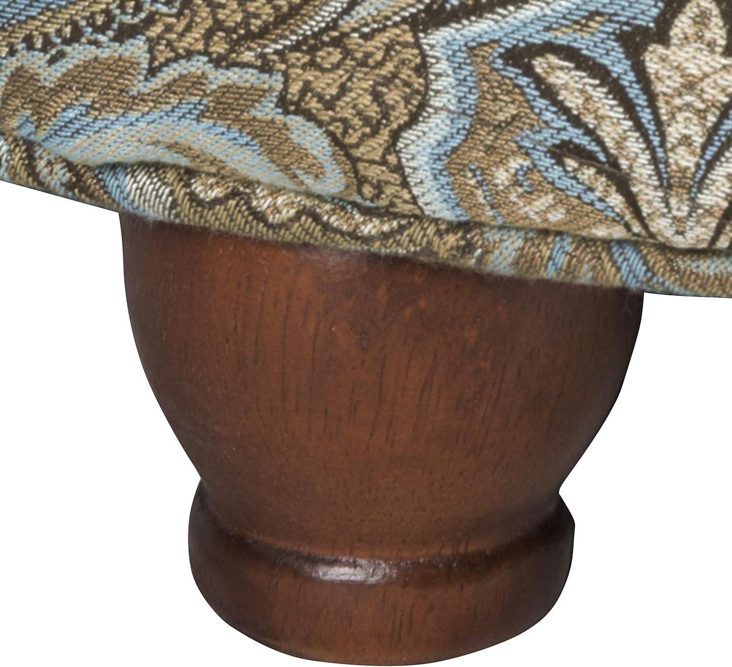 Brown and Teal Paisley Tufted Round Storage Ottoman