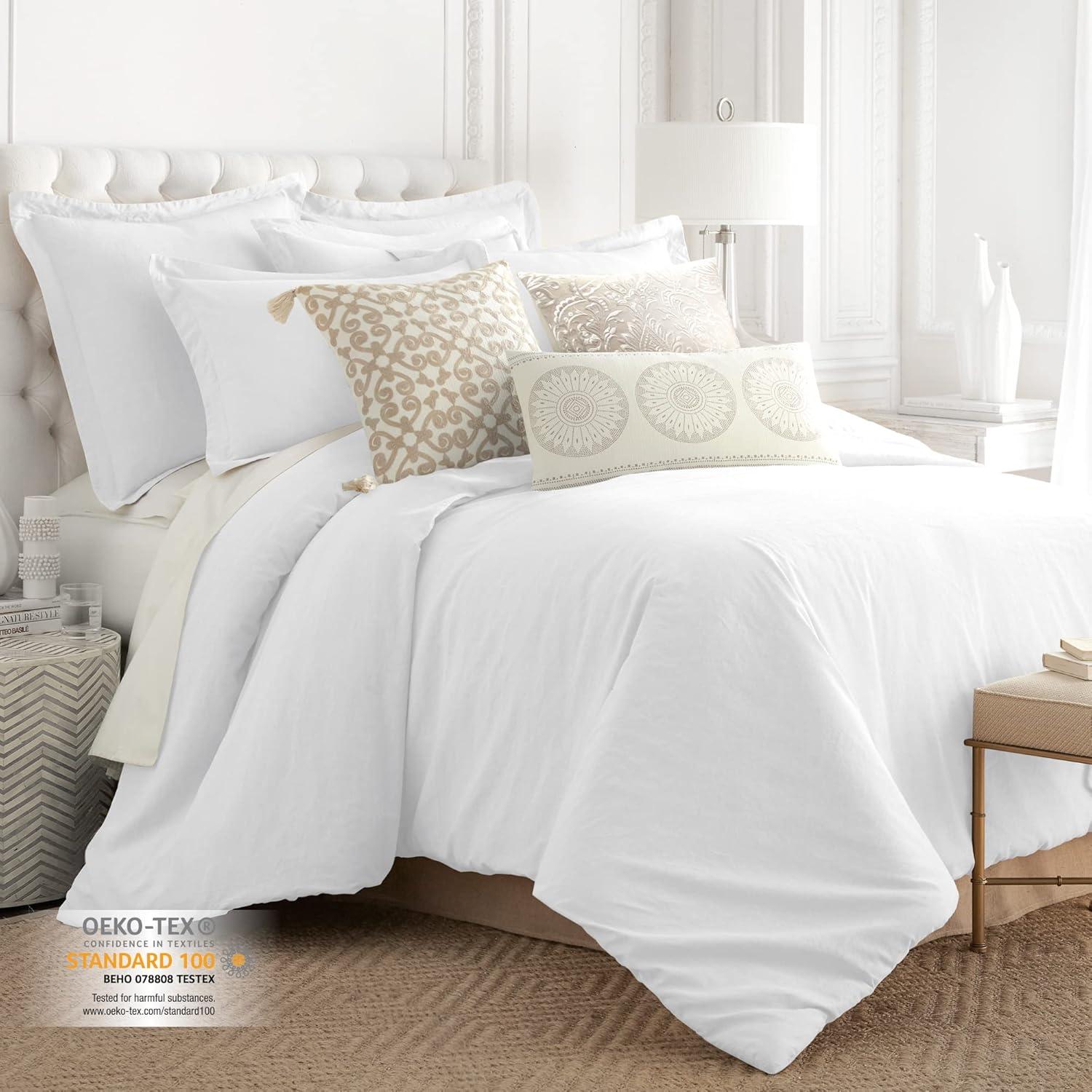 Washed Linen Full/Queen Duvet Cover - White - Levtex Home