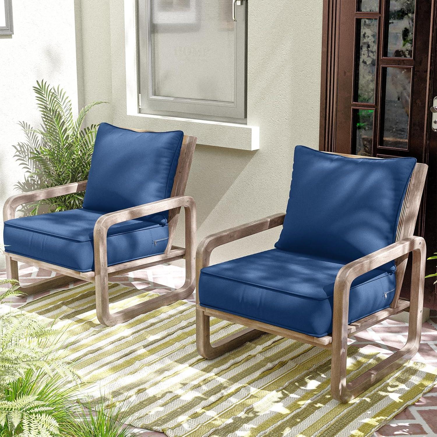 Outdoor Patio Chair Cushions Set 22 L X 22 W X 4 H Waterproof & Fade Resistant Deep Seat and Back Cushions with Removable Covers Outdoor Seat Cushion Set for Chairs and Sofas