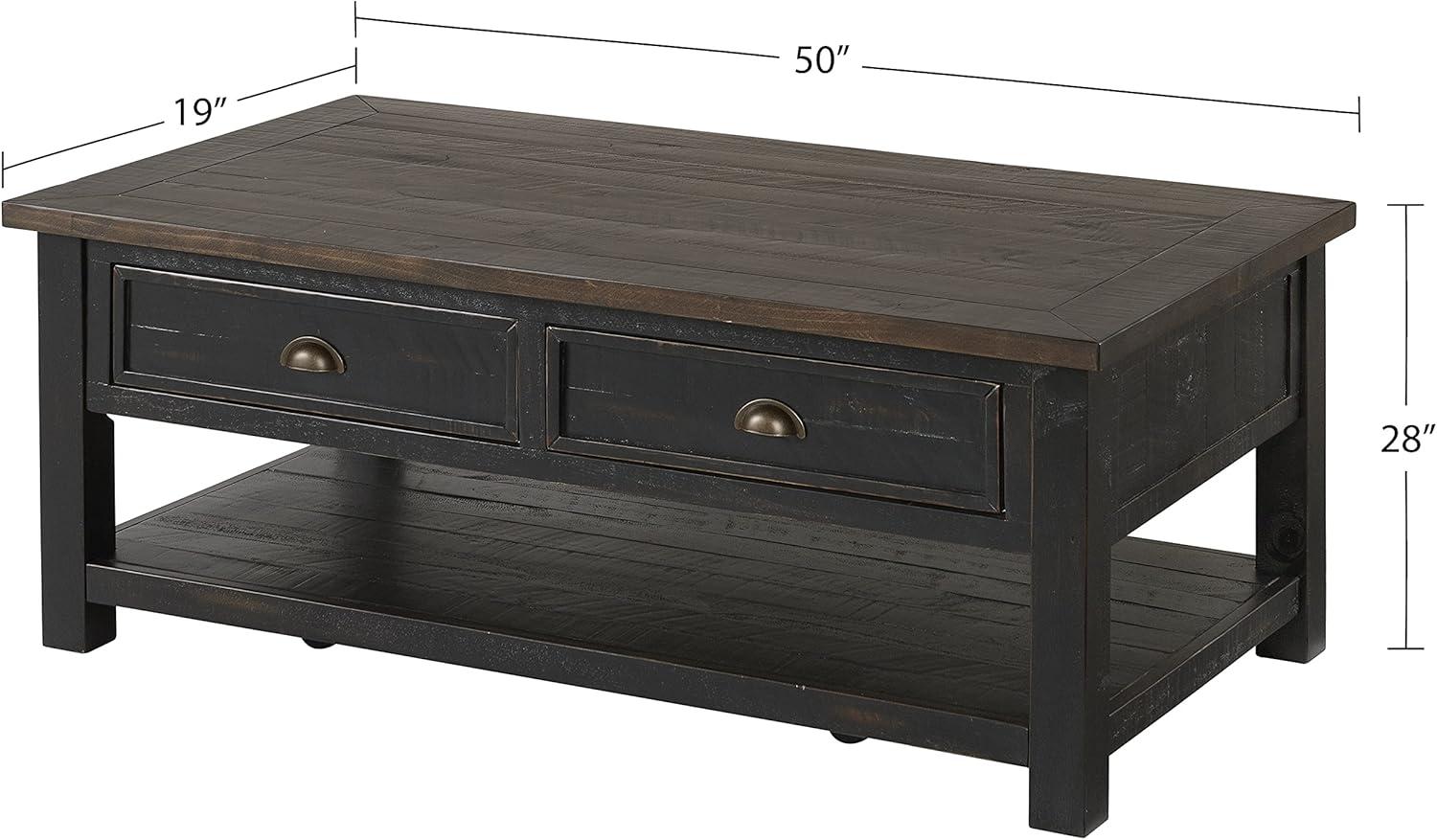 Coastal Style Rectangular Wooden Coffee Table with 2 Drawers, Brown- Saltoro Sherpi