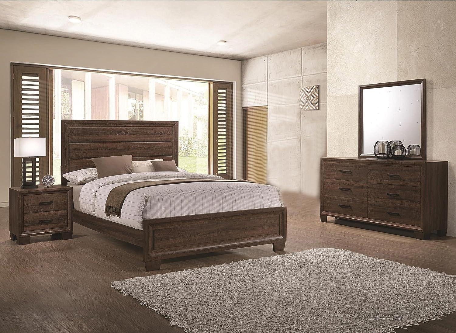 Brandon Medium Warm Brown Queen Bedroom Set with Mirror