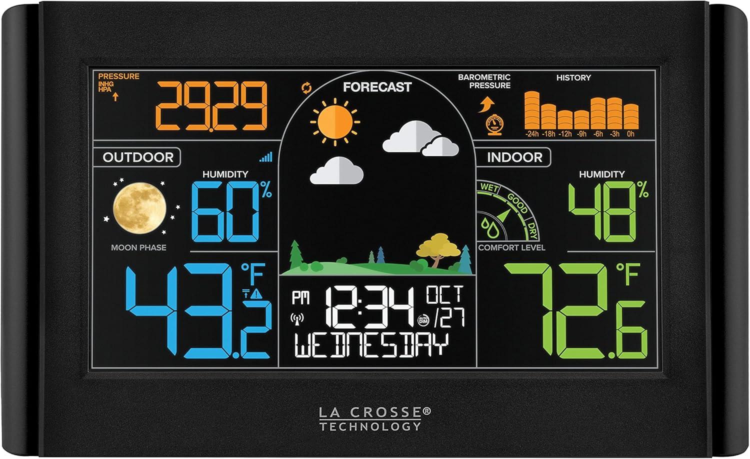 Black Wireless Color Weather Station with Humidity Sensor