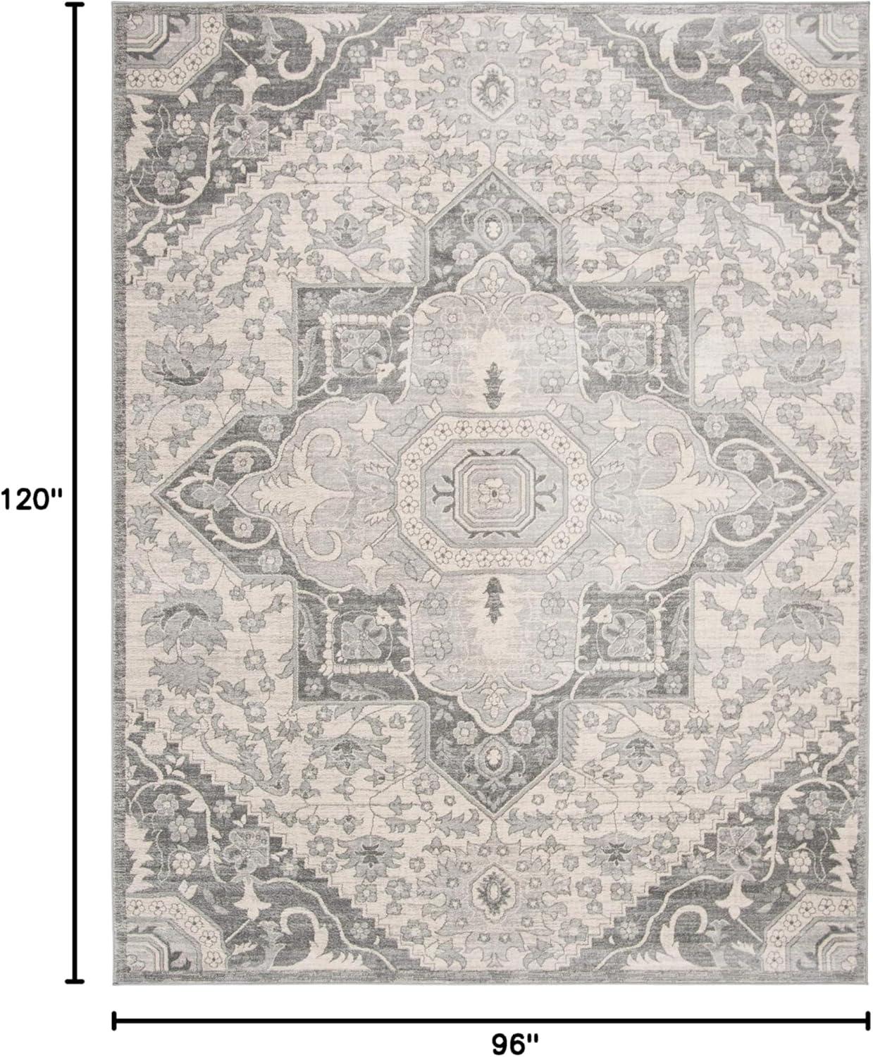 Brentwood BNT816 Power Loomed Indoor Area Rug - Grey/Cream - 8'x10' - Safavieh