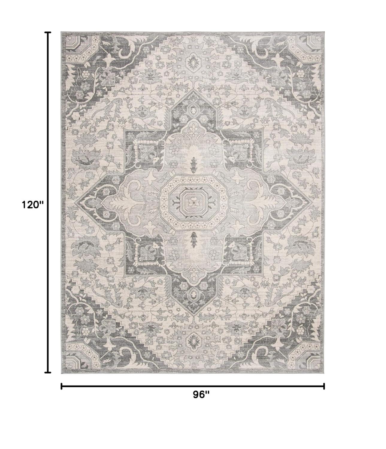 Brentwood BNT816 Power Loomed Indoor Area Rug - Grey/Cream - 8'x10' - Safavieh