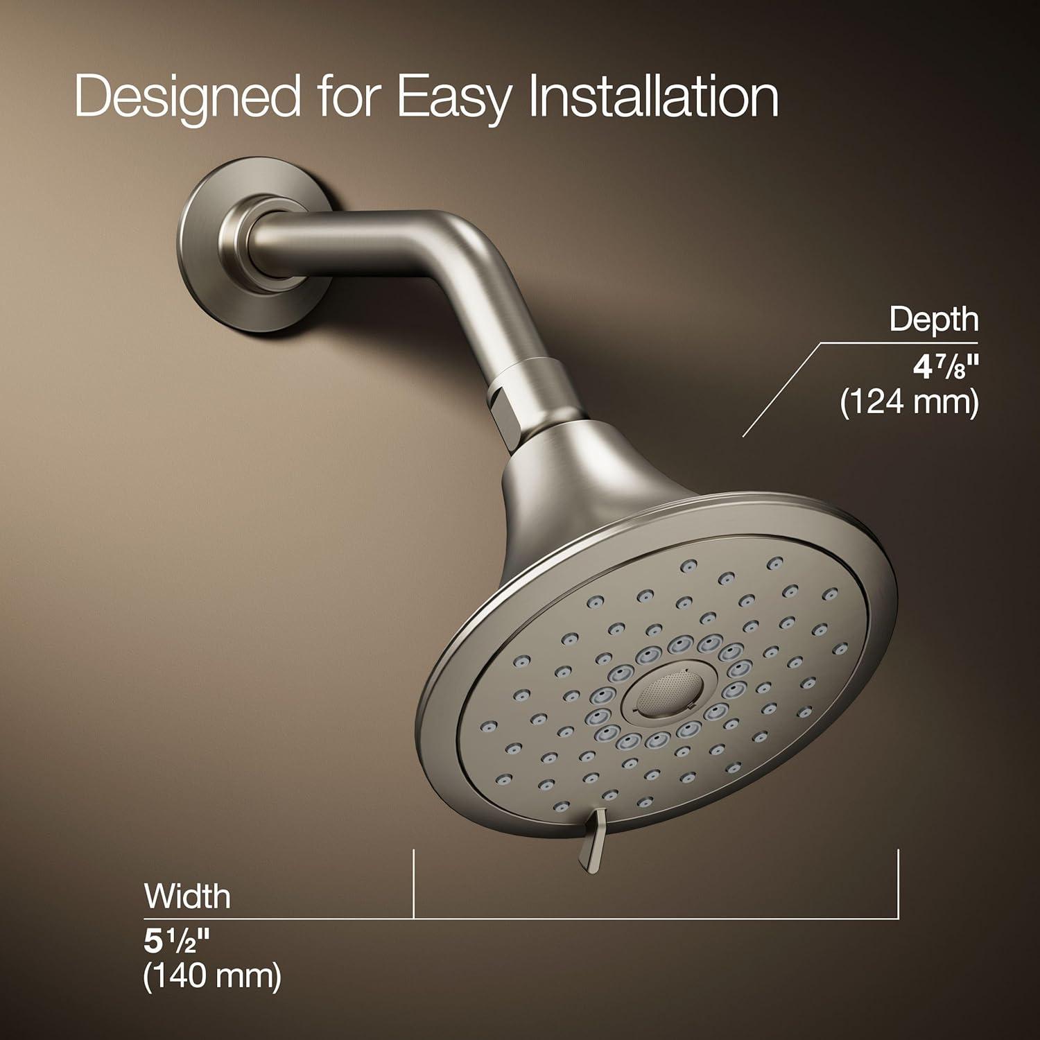 Kohler Forte 1.75 gpm Multifunction Wall Mount Showerhead, Three Spray Settings, 5.5" High Pressure Spray Head