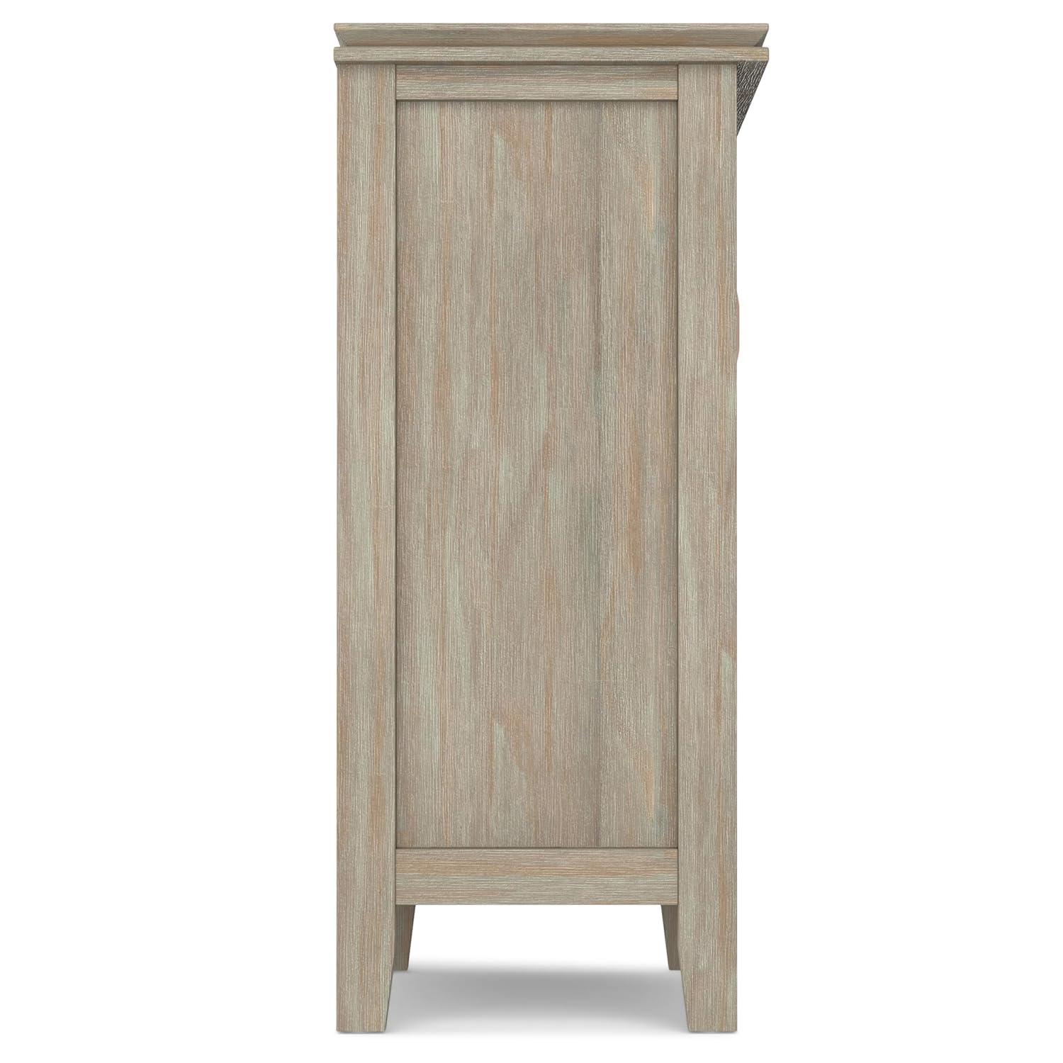Simpli Home Artisan 30"W Solid Wood 2-Shelf Low Storage Cabinet with Glass Doors and Adjustable Shelves