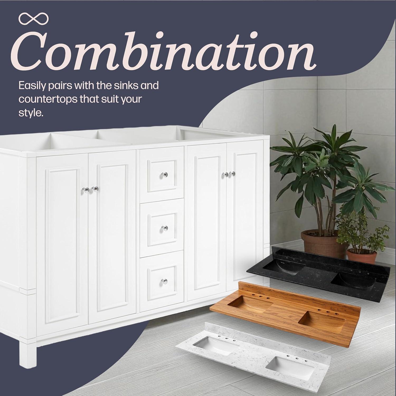 Alaterre Furniture Williamsburg 60"W White Wood Vanity Cabinet Only