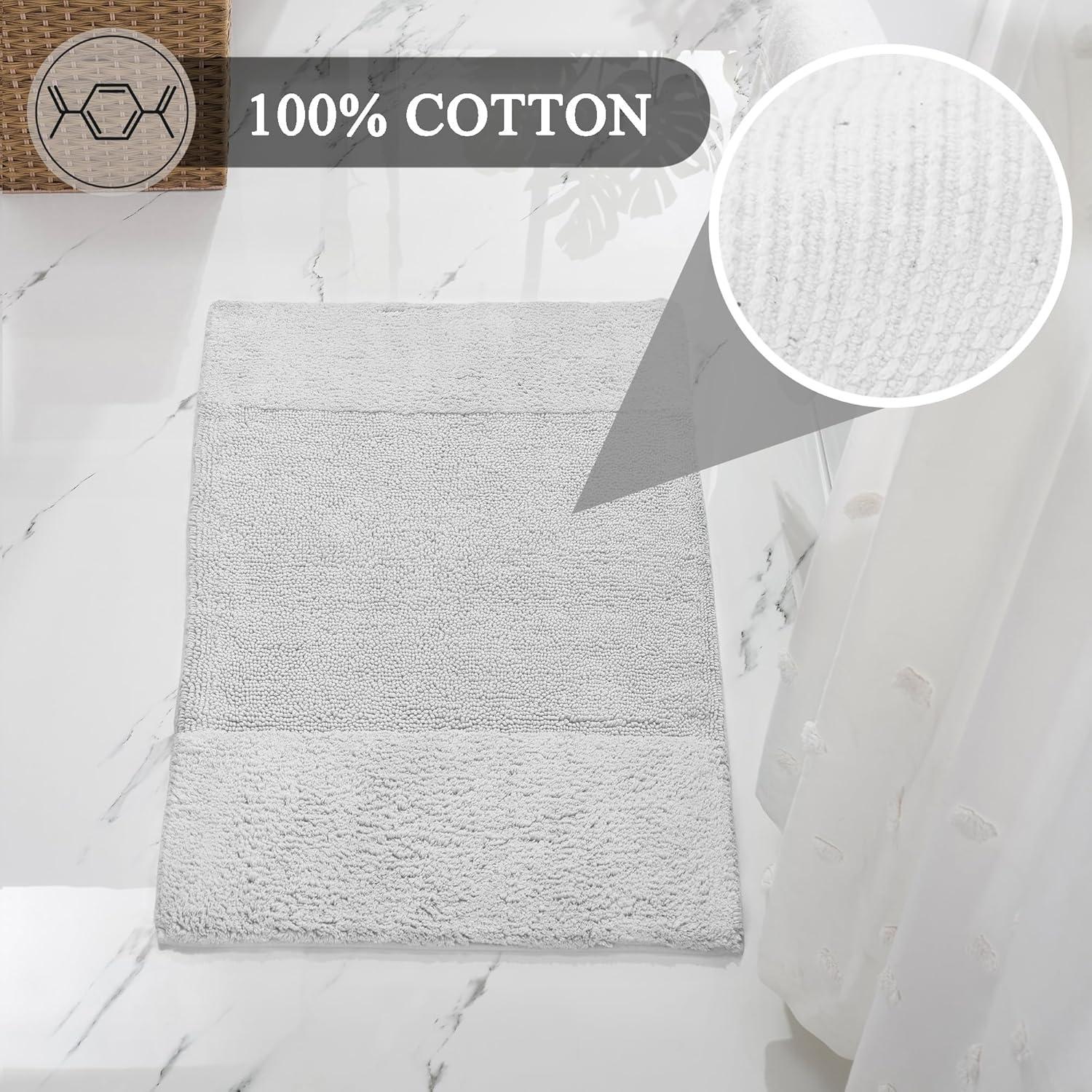 Better Trends Granada 100% Cotton Tufted Non-Slip Backing Bath Rug Set 3 PC (17" x 24" | 20" x 20" | 21" x 34") - White