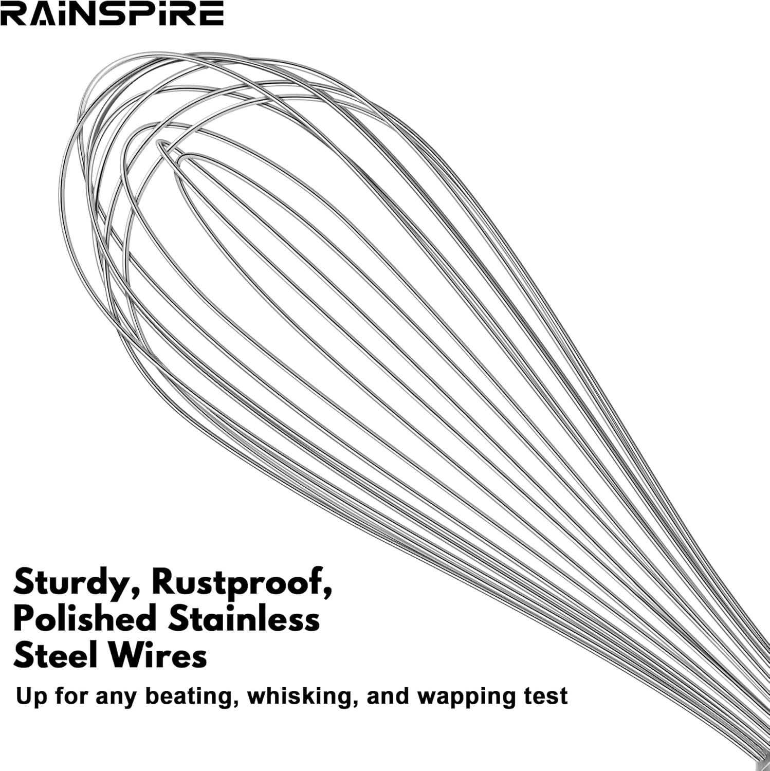 Stainless Steel Whisk - Balloon Kitchen Tool With Soft Silicone Handle Utensil For Blending, Beating - Azure-12 inch