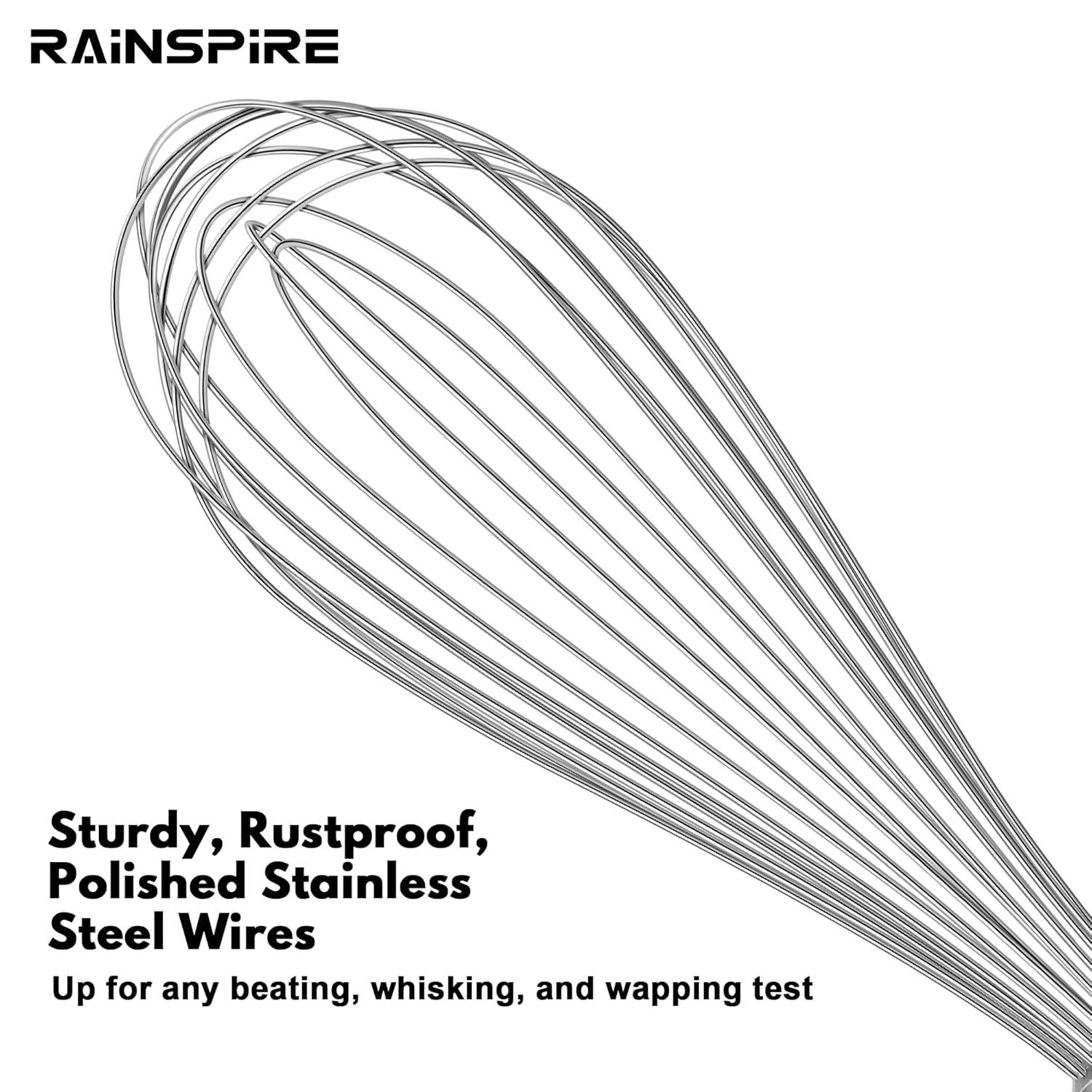 Stainless Steel Whisk - Balloon Kitchen Tool With Soft Silicone Handle Utensil For Blending, Beating - Azure-12 inch