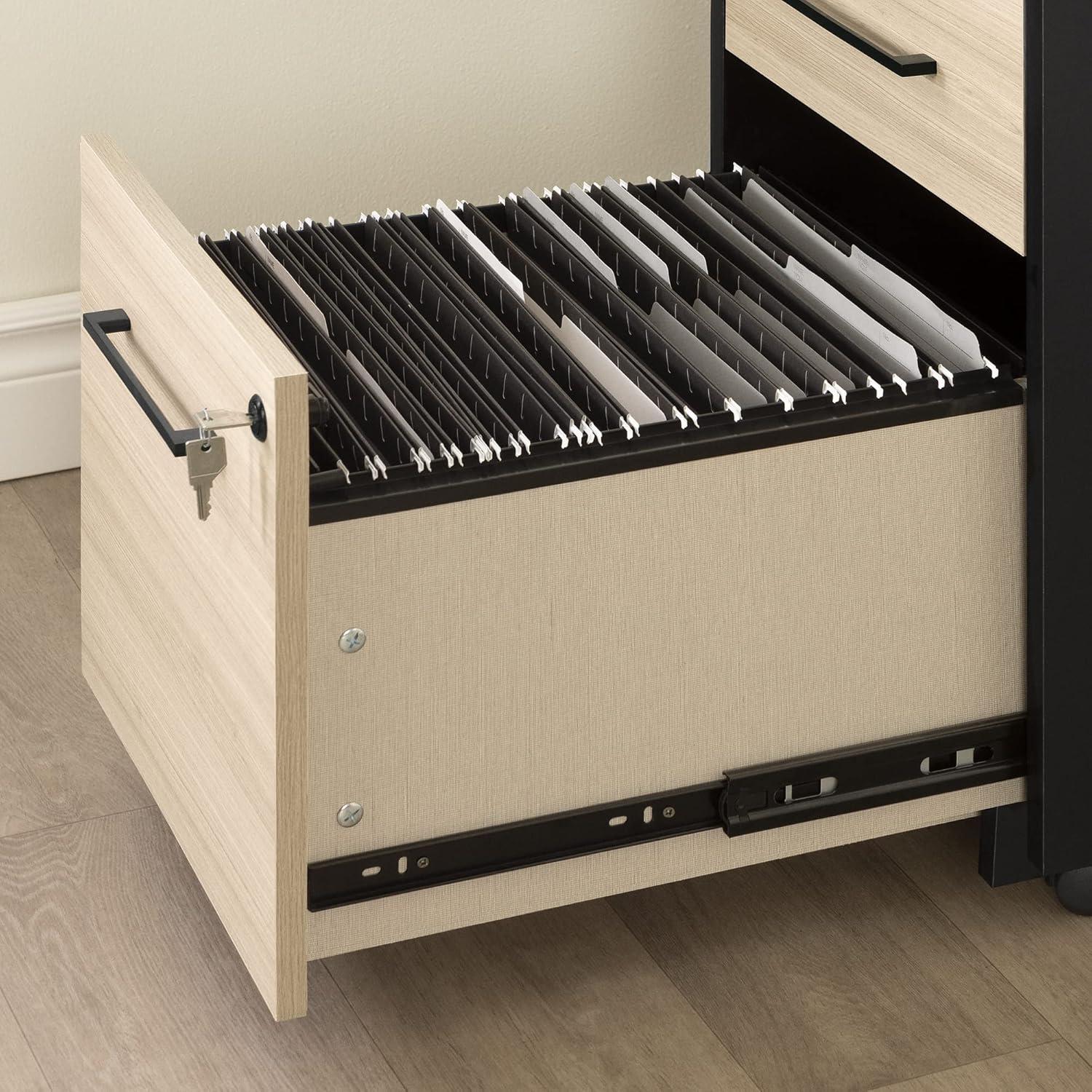 Kozack 2-Drawer Mobile File Cabinet-Soft Elm and Matte Black