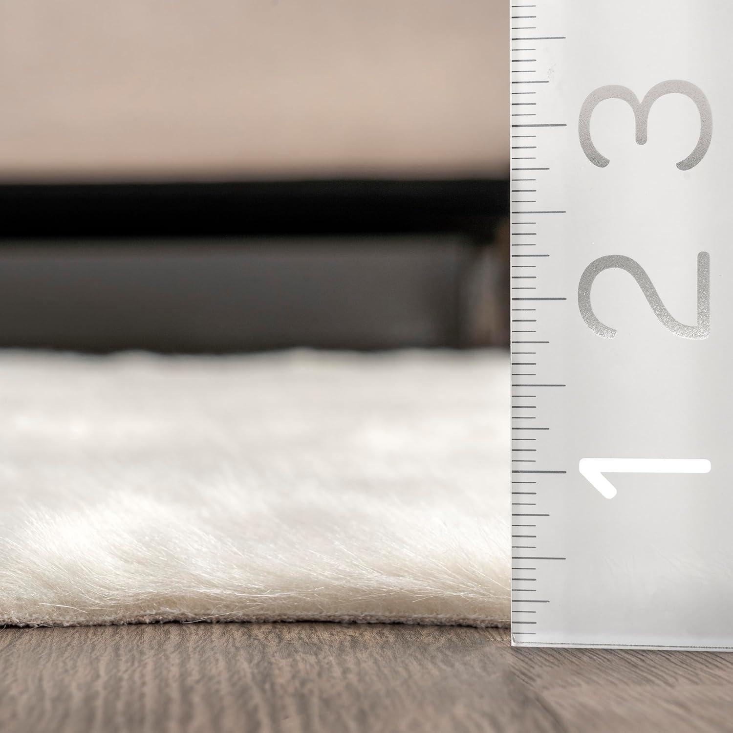 nuLOOM Marcia SpinClean Machine Washable Faux Cowhide Area Rug, 3' 10" x 5', Shaped, Marcia Off-white