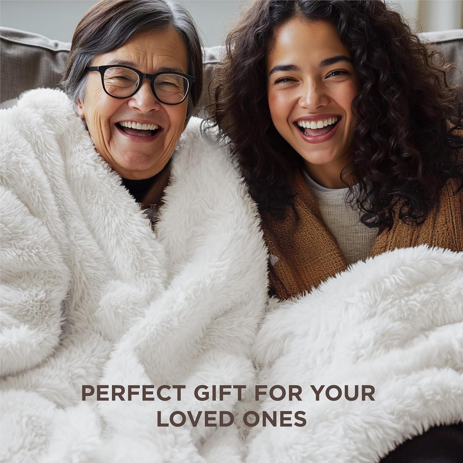 Bedsure Fluffy White King Size Blanket for Bed, Thick Soft Sherpa Faux Fur Fleece Bedding Fuzzy Plush Winter Warm Heavy Oversize Big Large King Blanket, Cozy White Gifts for Men Women, 108x90