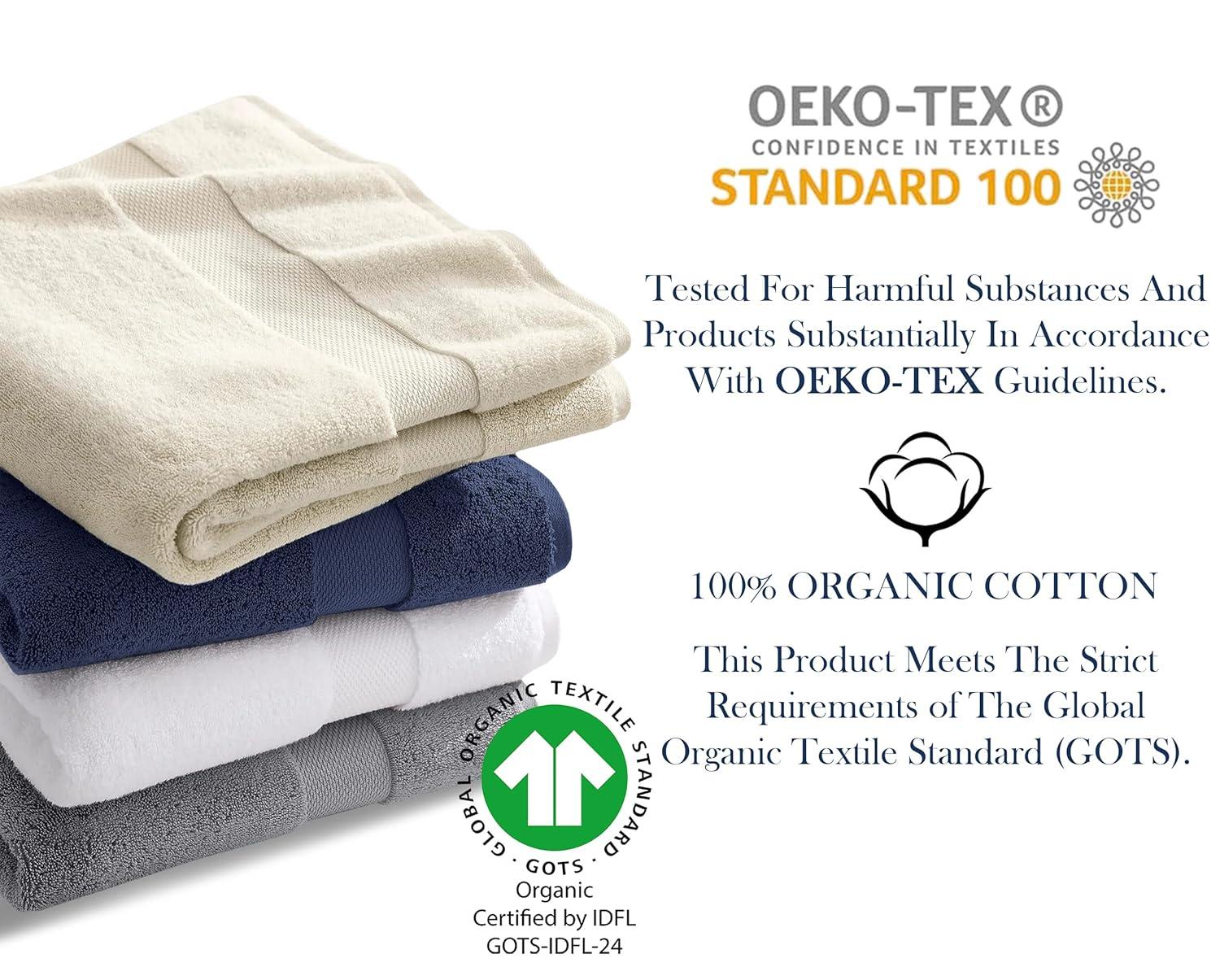 Delara 100% Organic Cotton Luxuriously Plush Bath Towel 10 Piece Set GOTS & OEKO-TEX Certified