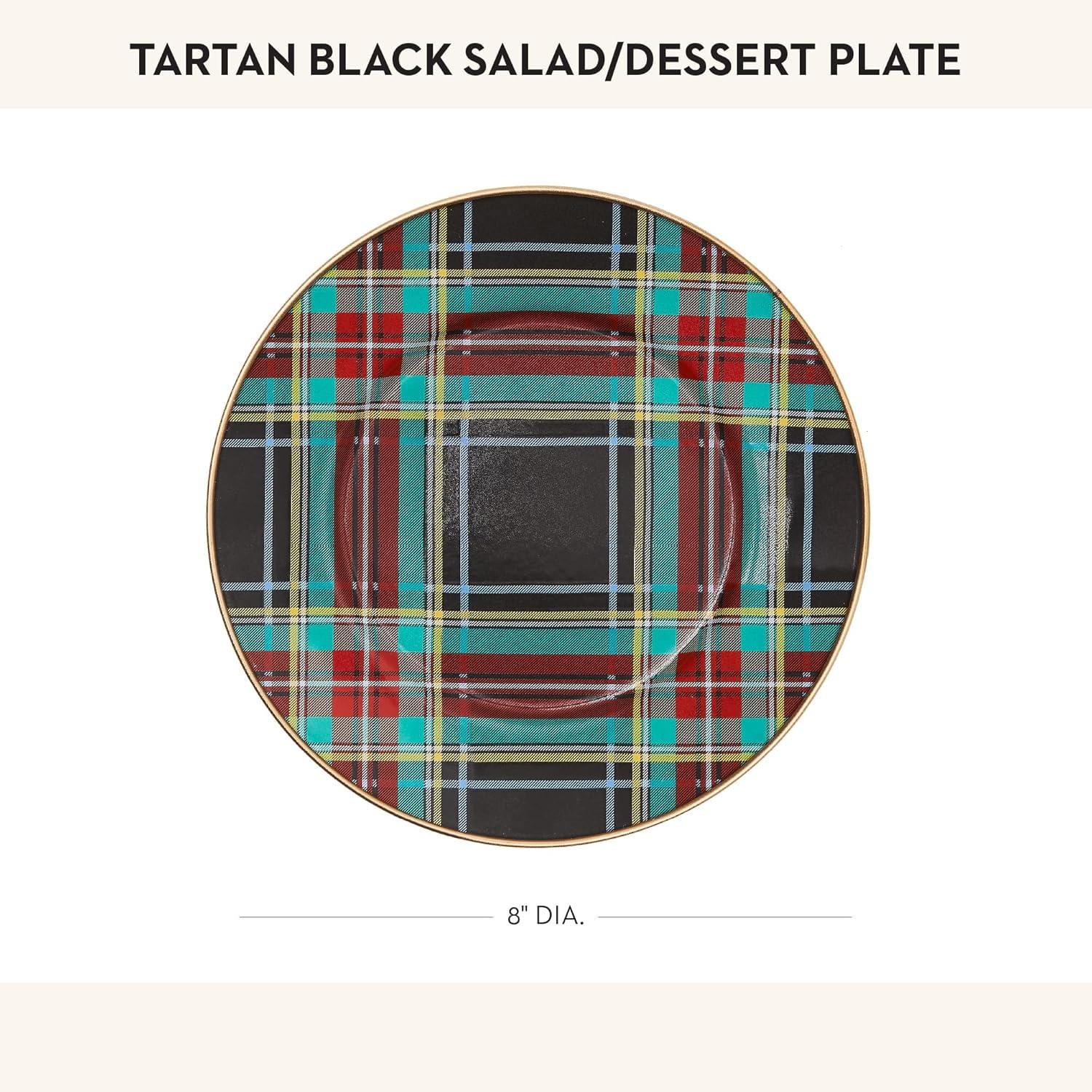 Black Tartan Handcrafted Chip-Resistant Salad Plate