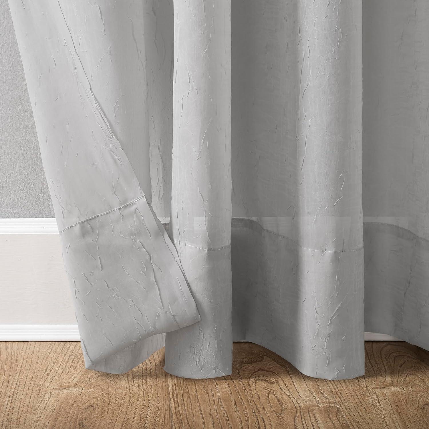 51"x84" Erica Crushed Sheer Voile Rod Pocket Curtain Panel Silver - No. 918