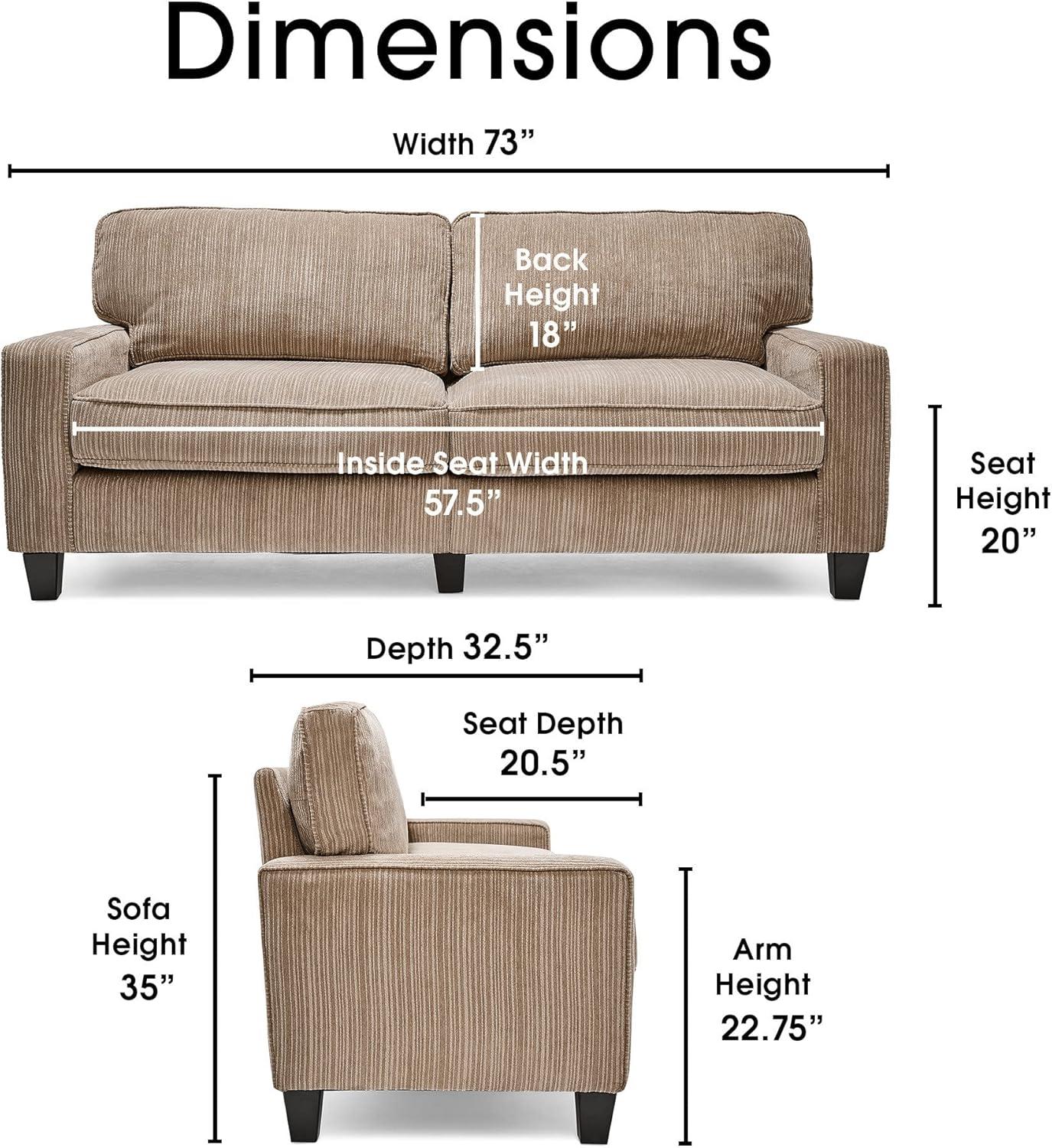 Serta Palisades Upholstered Tool-Free Assembly Straight Arm 73" Sofa for Living Room