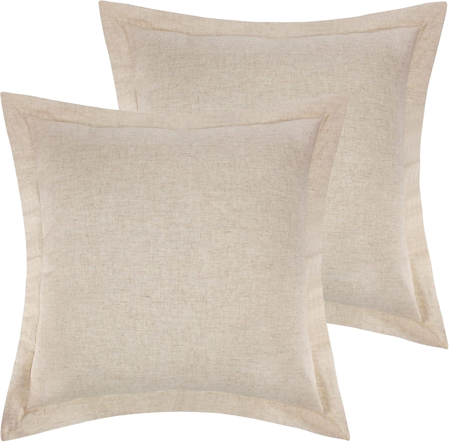 Simple Tan Linen-Style Cotton Euro Sham 26x26in