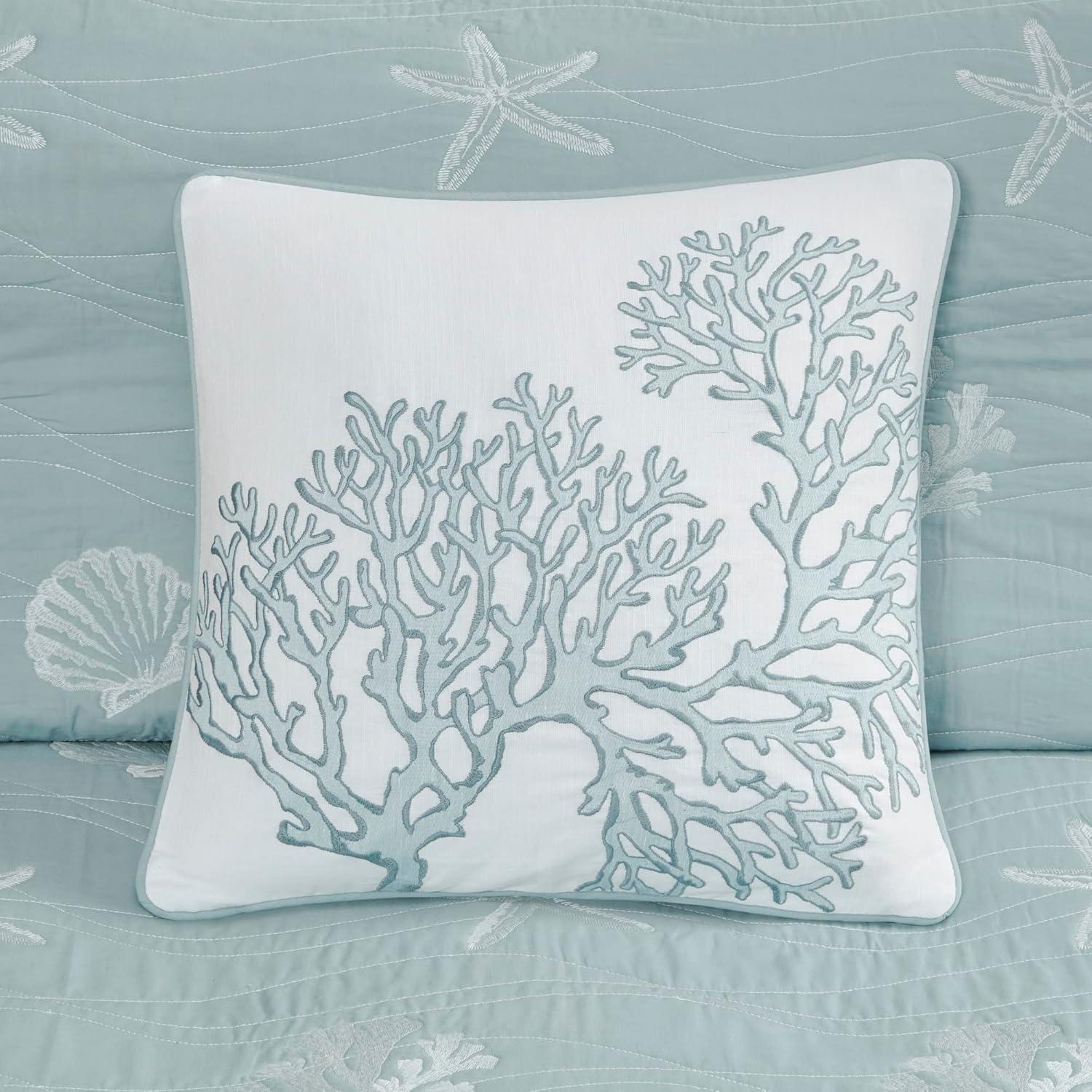 Harbor House Seaside 4 Piece Cotton Reversible Embroidered Quilt Set