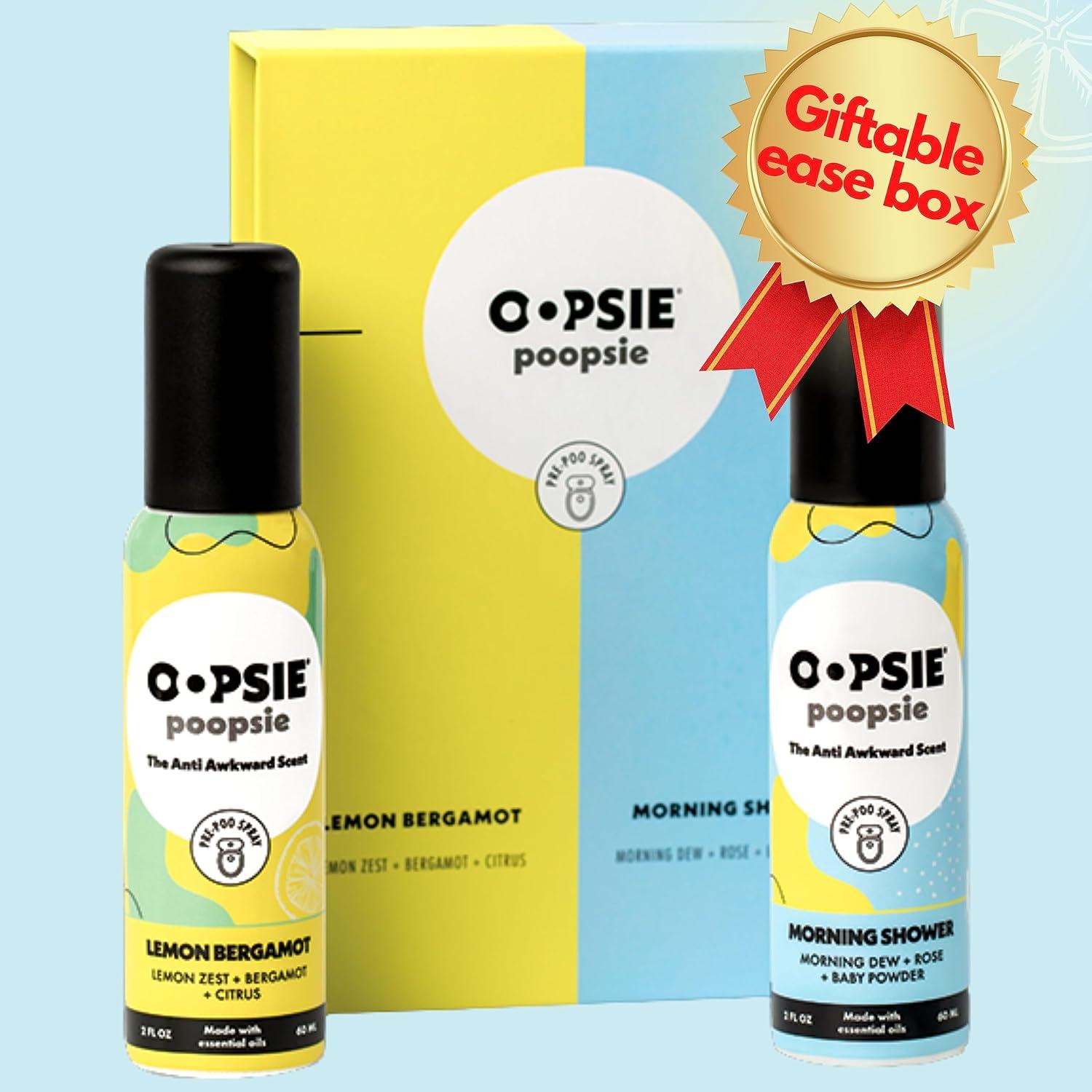Toilet Spray Lemon Bergamot and Morning Shower Giftable 2 Pack Assorted Scents 2oz