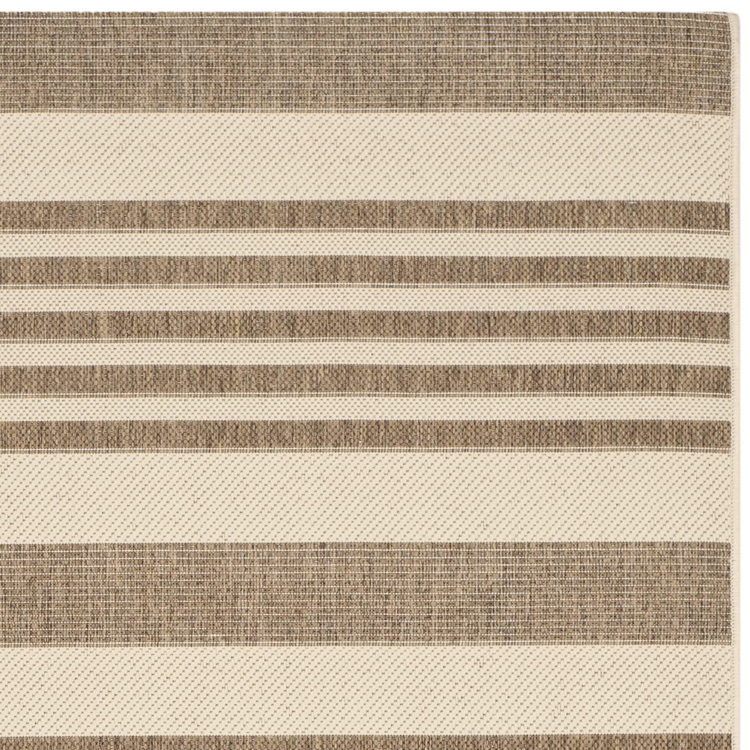 SAFAVIEH Courtyard Caroline Striped Indoor/Outdoor Area Rug, 9' x 12', Brown/Bone