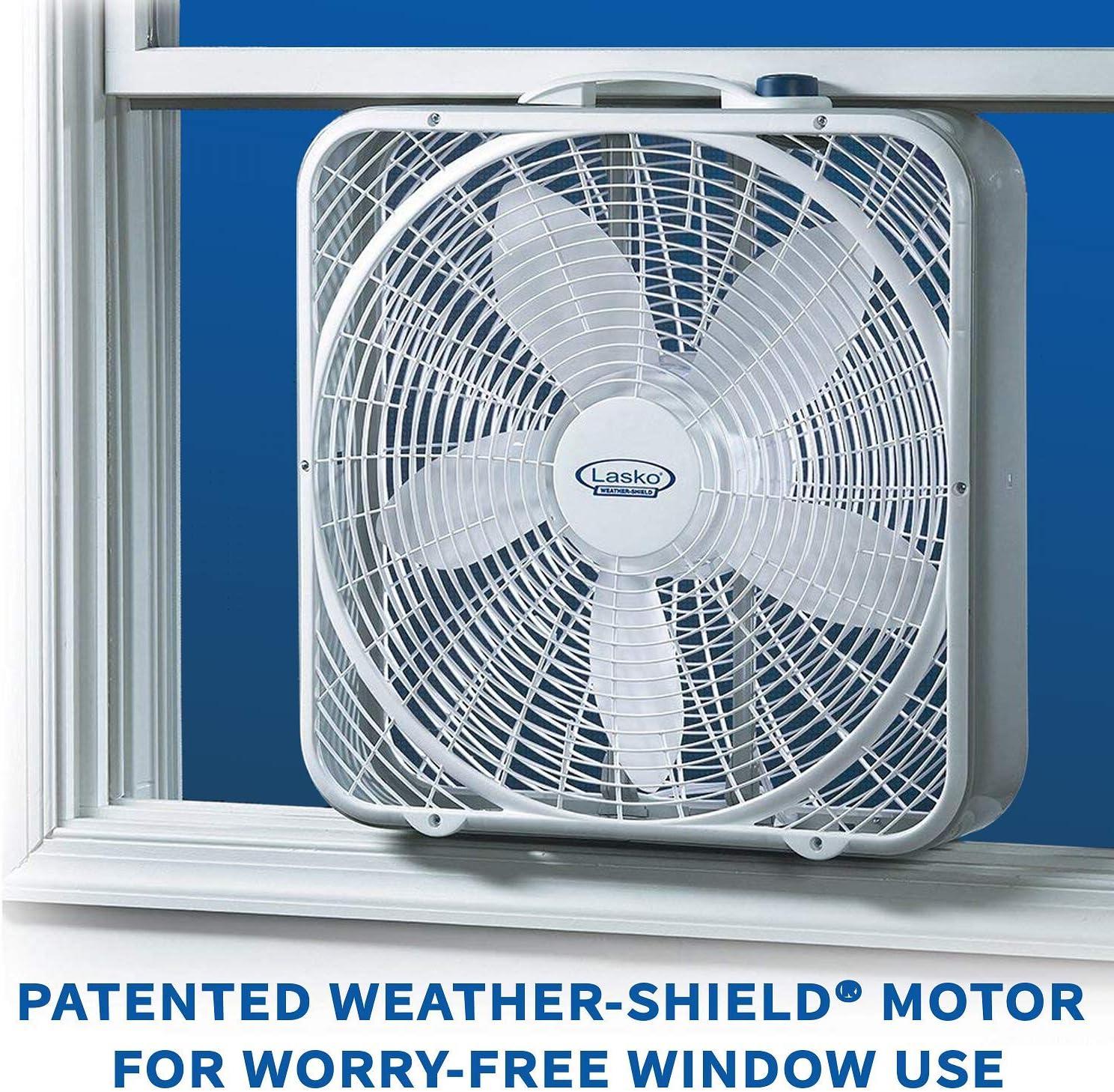 Lasko 20 Weather-Shield Performance Box Fan-Features Innovative Wind Ring System for Up to 30% More Air, 20 Inch, 3720