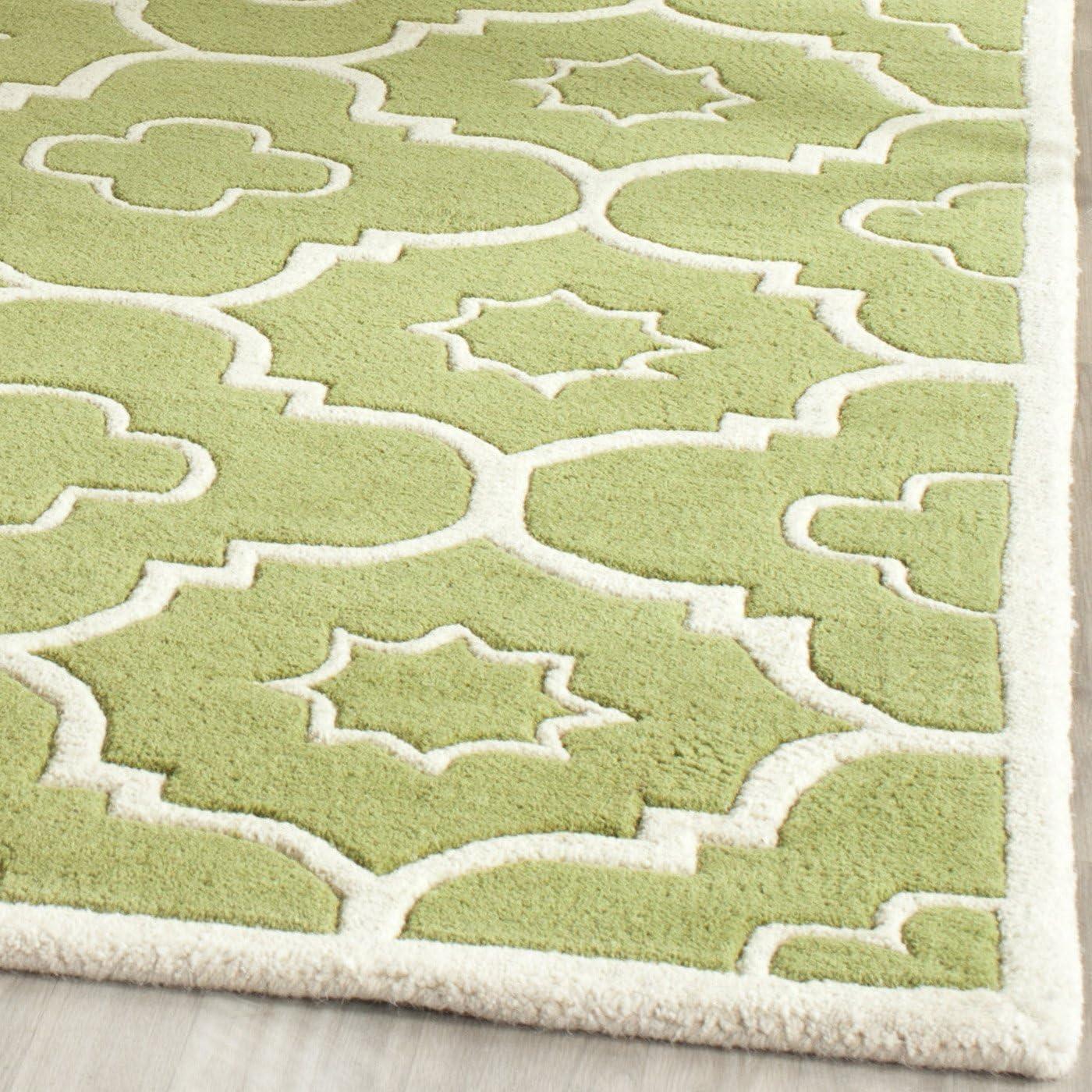 SAFAVIEH Chatham Diego Geometric Wool Area Rug, Green/Ivory, 3' x 5'