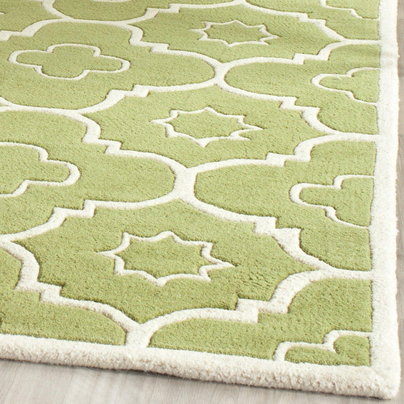 SAFAVIEH Chatham Diego Geometric Wool Area Rug, Green/Ivory, 3' x 5'
