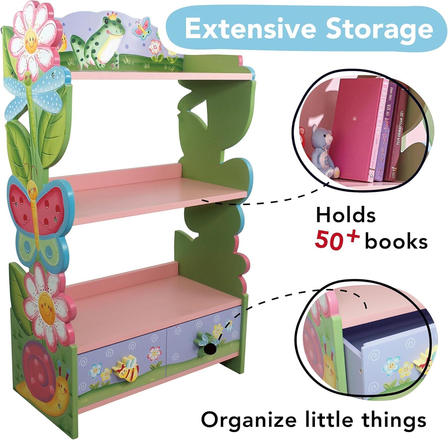 Fantasy Fields Magic Garden Wooden Bookshelf with Storage Drawers