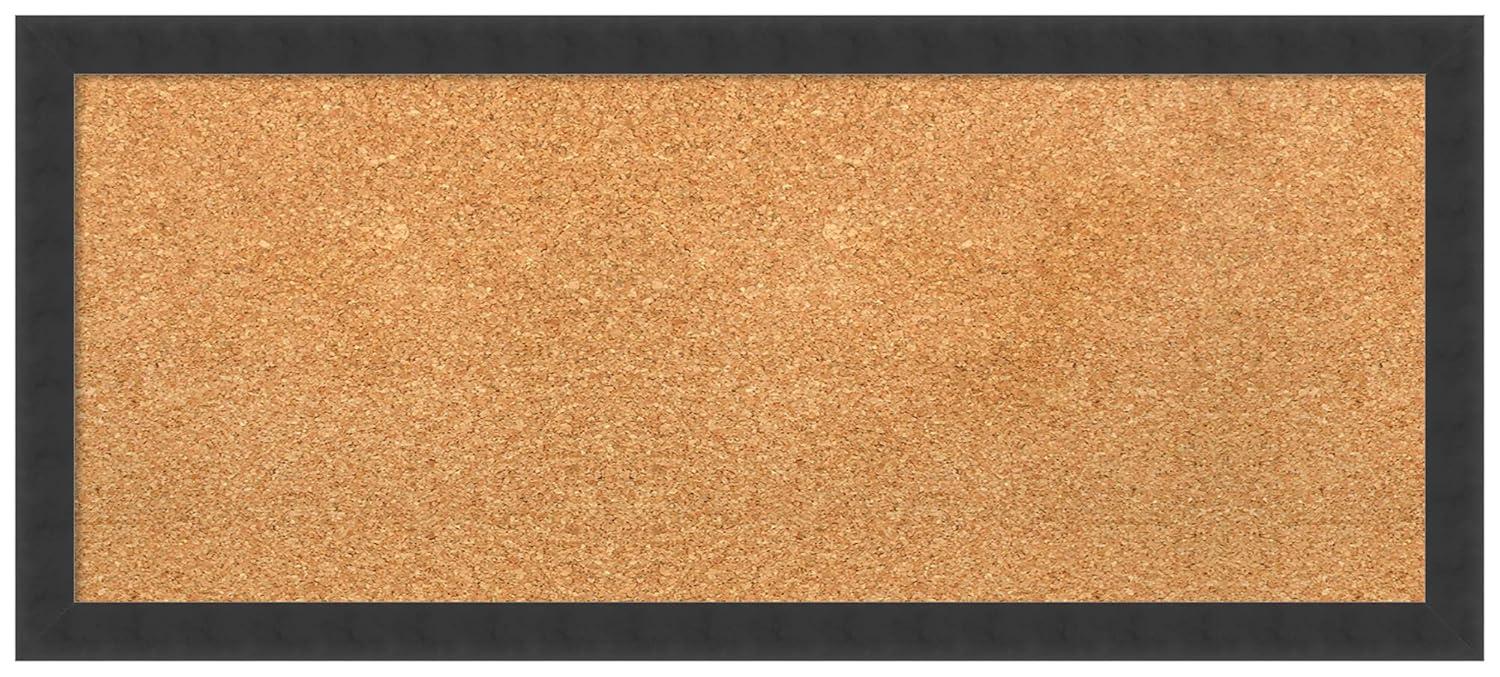 Amanti Art Natural Cork Board Wood Framed Mezzanotte Black Bulletin Board 32 in. x 14 in.