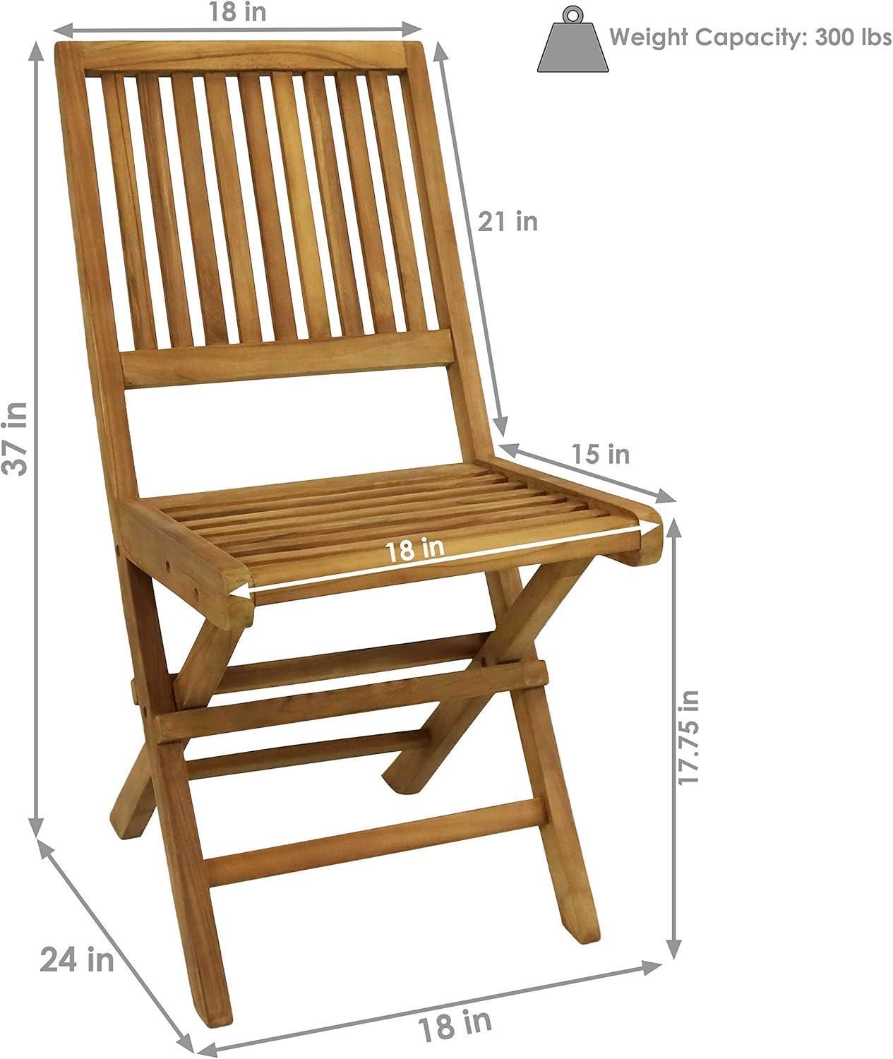 Sunnydaze Outdoor Solid Teak Wood with Stained Finish Nantasket Folding Dining Chairs - Light Brown - 2pk