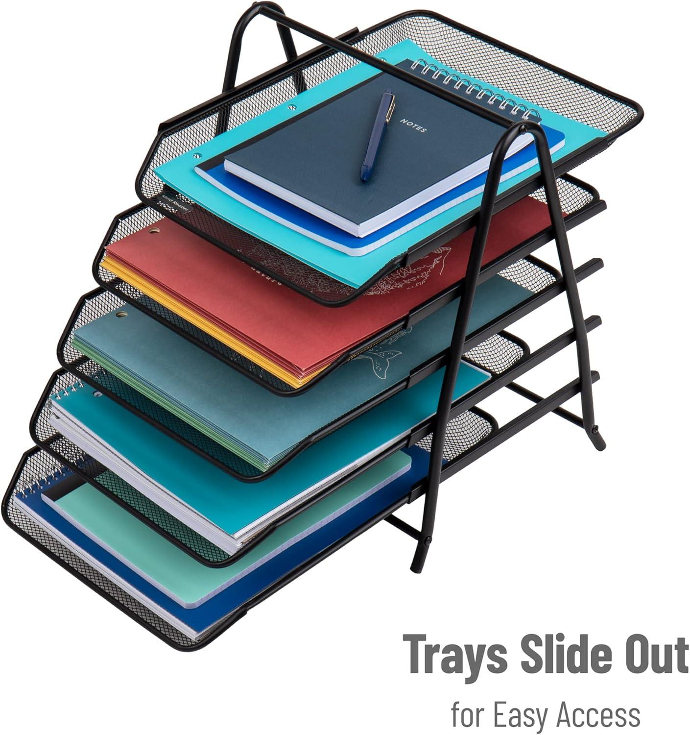 5-Tier Paper Tray, Desktop Organizer, File Storage, Office, Metal, 11.75"L x 14"W x 14.5"H