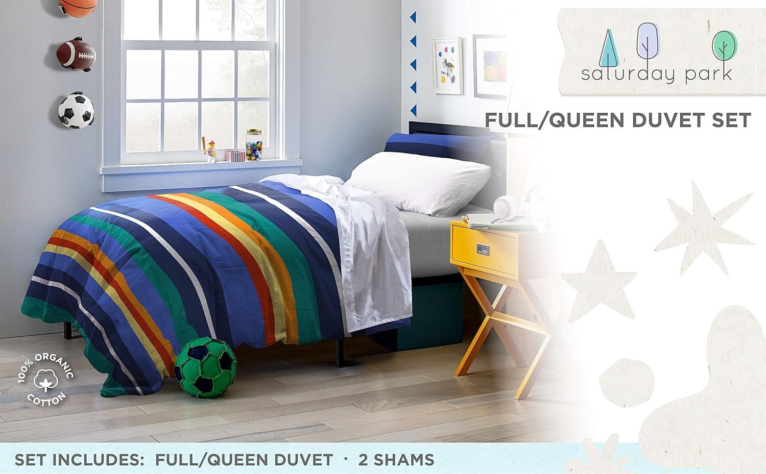 Saturday Park Saturday Park Vintage Stripe 100% Organic Cotton Duvet Cover & Sham Set