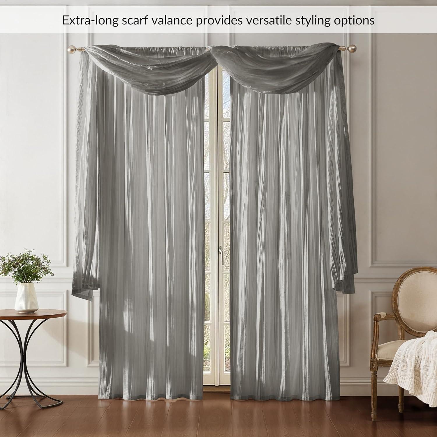 Elrene Athena Faux Silk Window Curtain and Scarf Set - Elrene Home Fashions